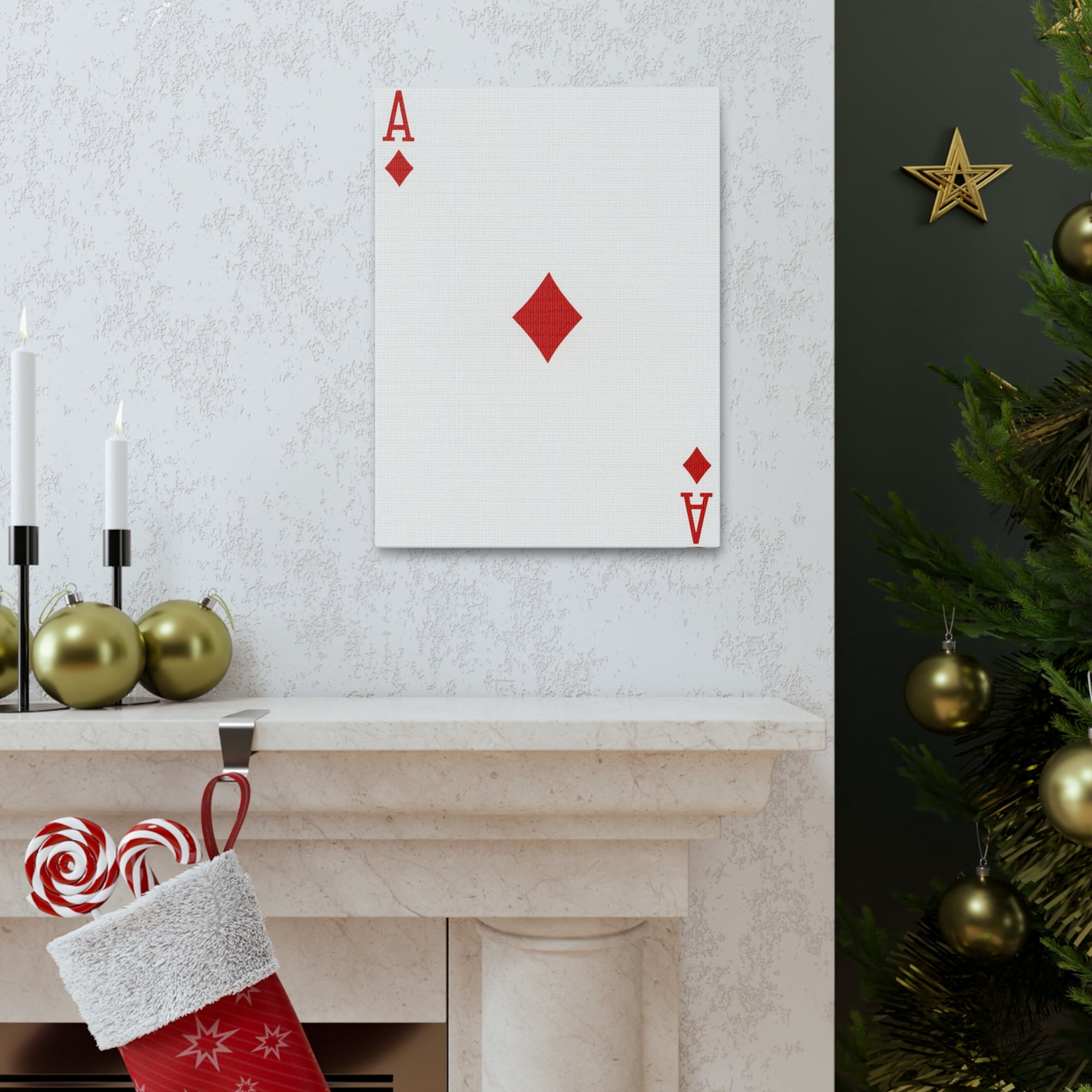 Ace Of Diamonds Playing Card Canvas Wall Art for Home Decor Ready-to-Hang-Express Your Love Gifts