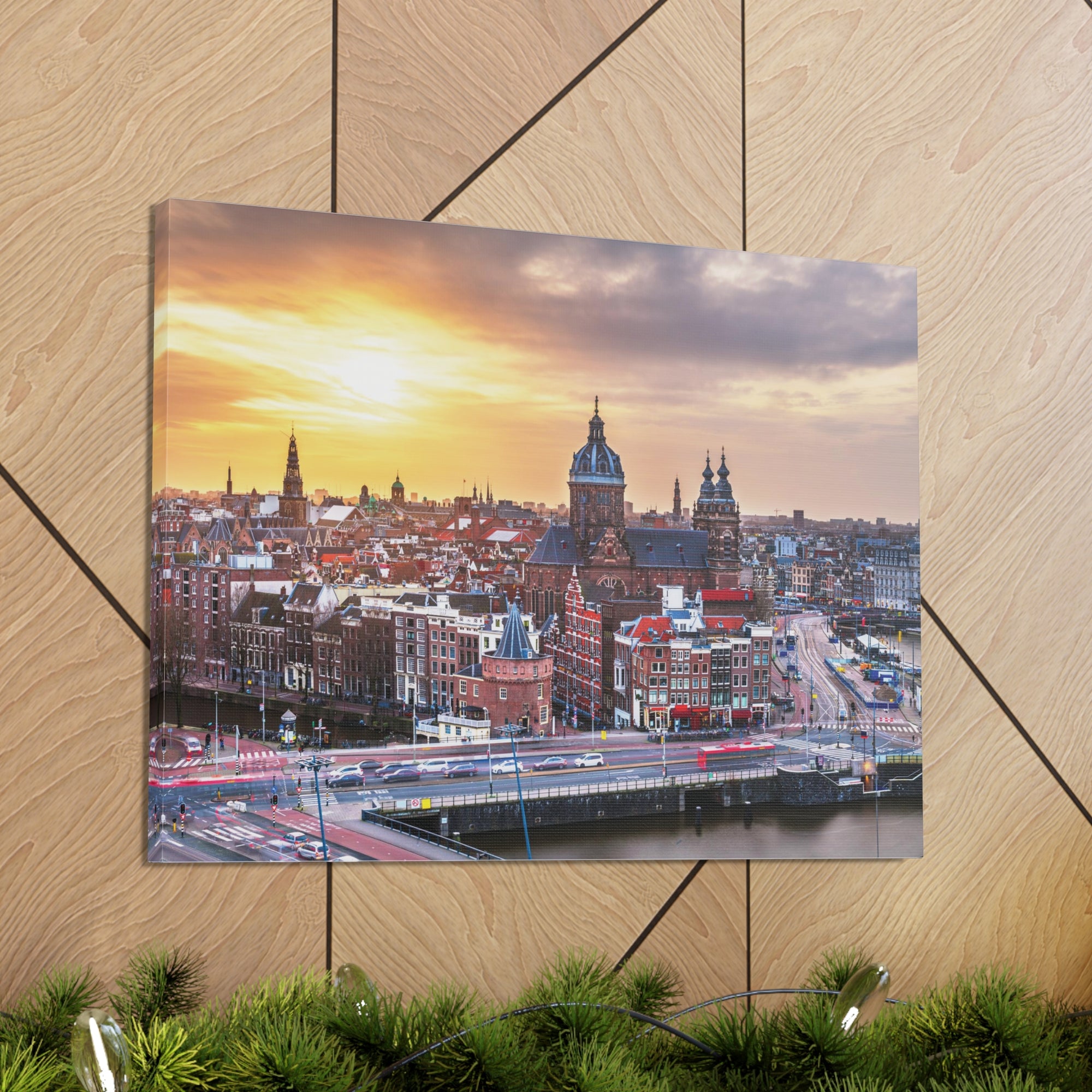 Amsterdam Daytime Skyline Canvas Artwork High-Quality Breathtaking Stunning Cityscape for Home Decor Ready to Hang-Express Your Love Gifts