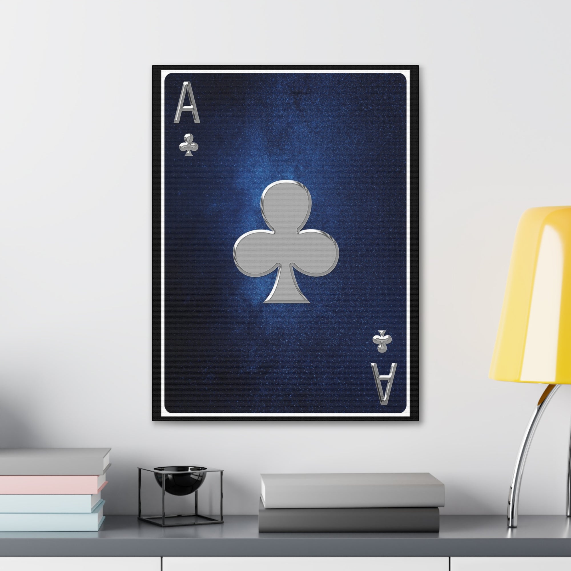 Ace Of Clubs Space Background Playing Card Canvas Wall Art for Home Decor Ready-to-Hang-Express Your Love Gifts