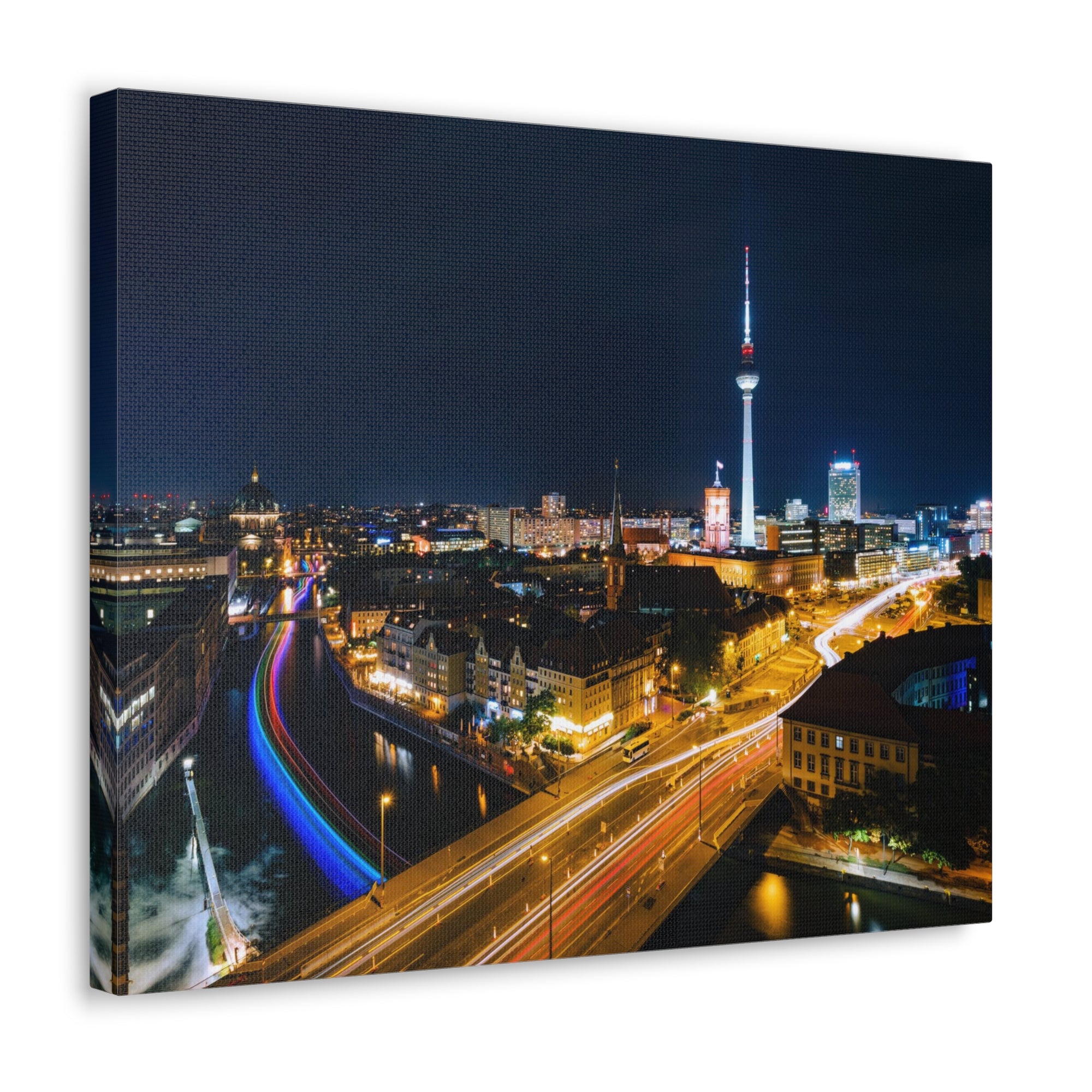 Berlin Night Skyline Canvas Artwork High-Quality Breathtaking Stunning Cityscape for Home Decor Ready to Hang-Express Your Love Gifts