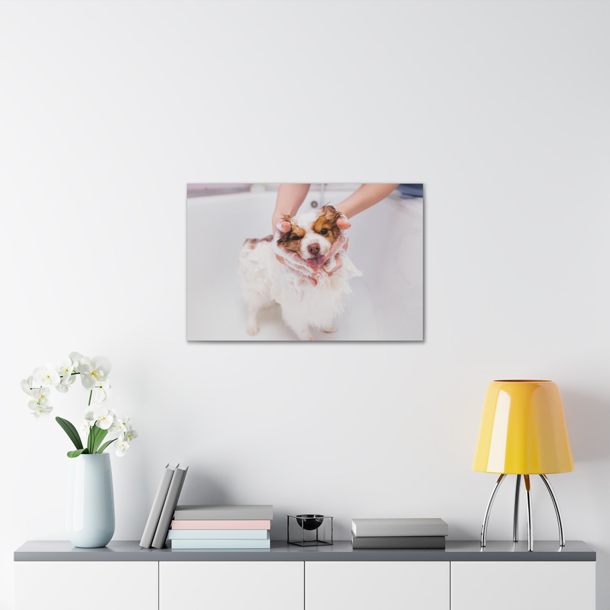 Funny Australian Shephard Bathee Canvas Wall Art for Home Decor Ready-to-Hang-Express Your Love Gifts