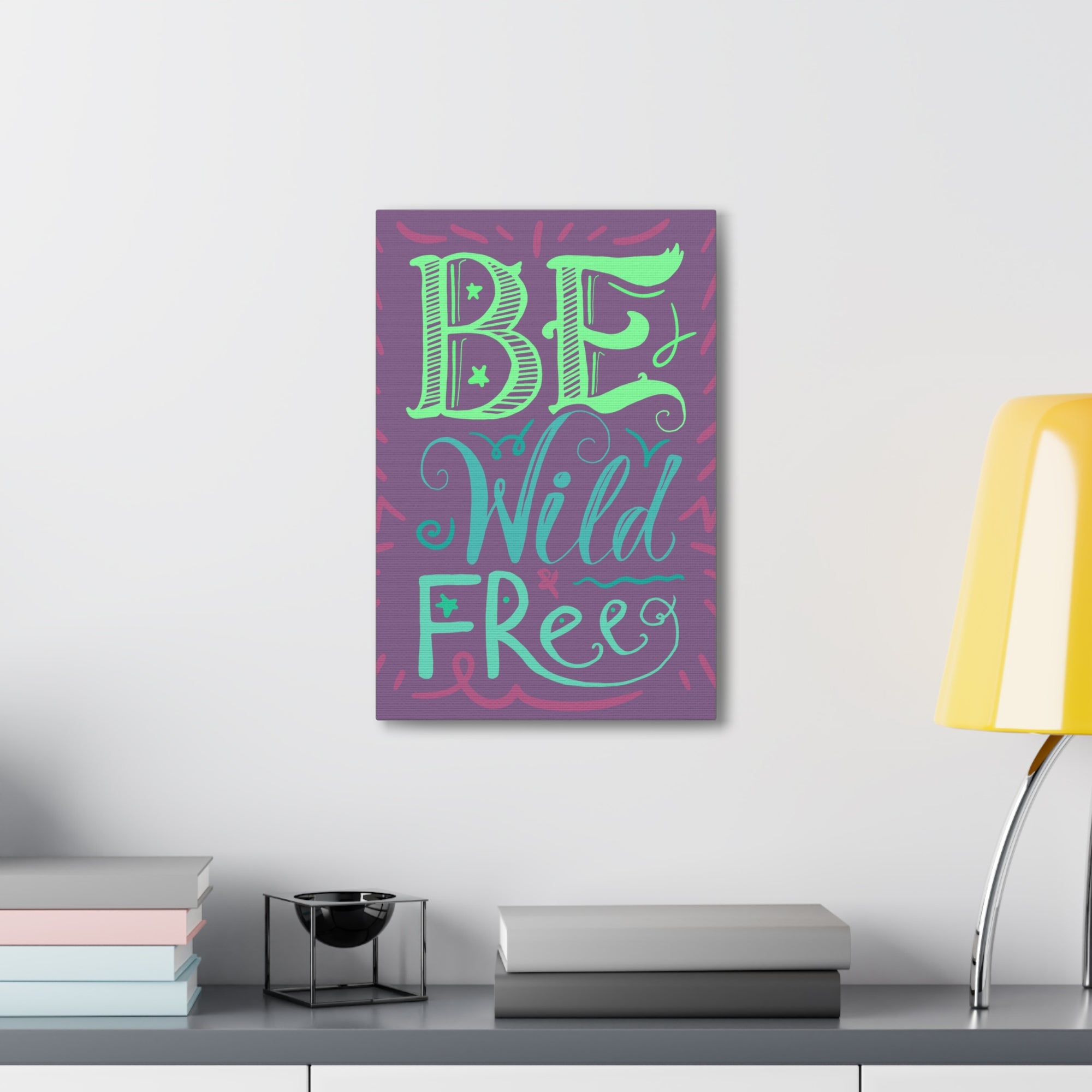 Be Wild And Free Purple Background Inspirational Canvas Wall Art for Home Decor Ready-to-Hang-Express Your Love Gifts