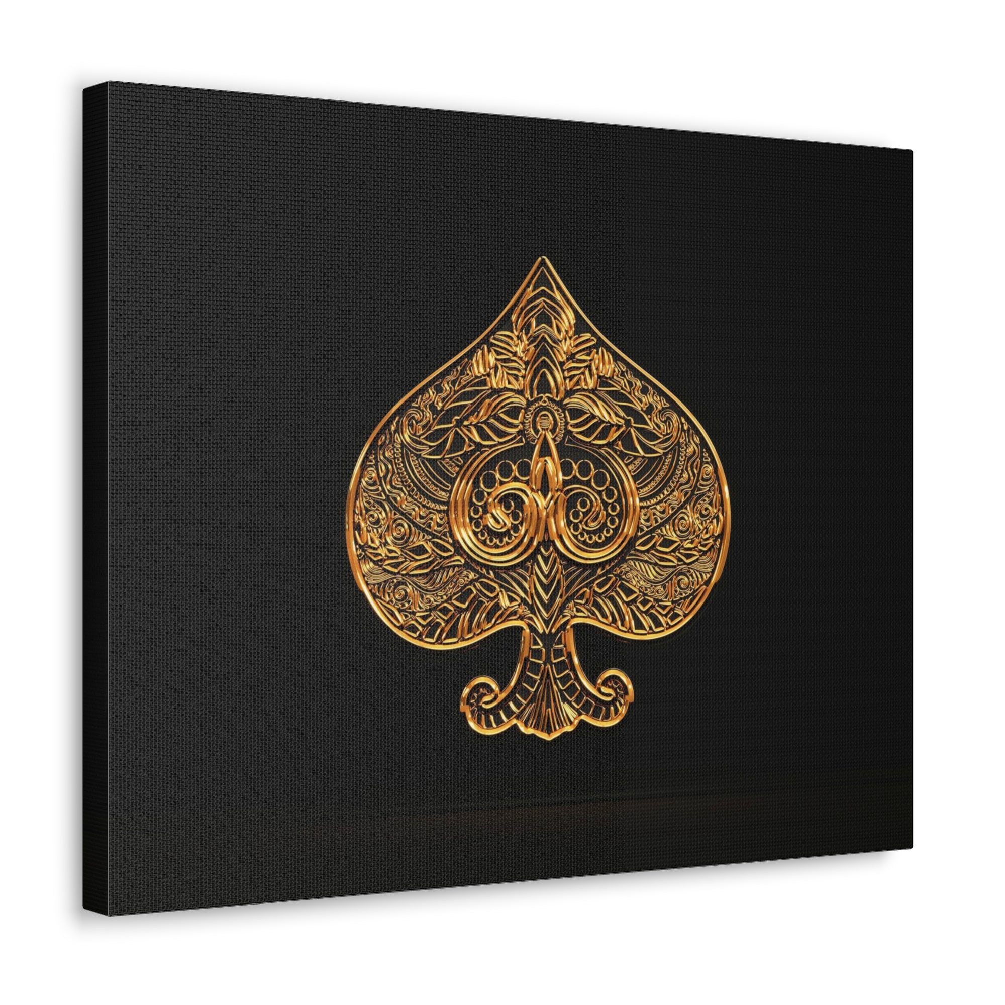 3D Gold Spades Playing Card Canvas Wall Art for Home Decor Ready-to-Hang-Express Your Love Gifts