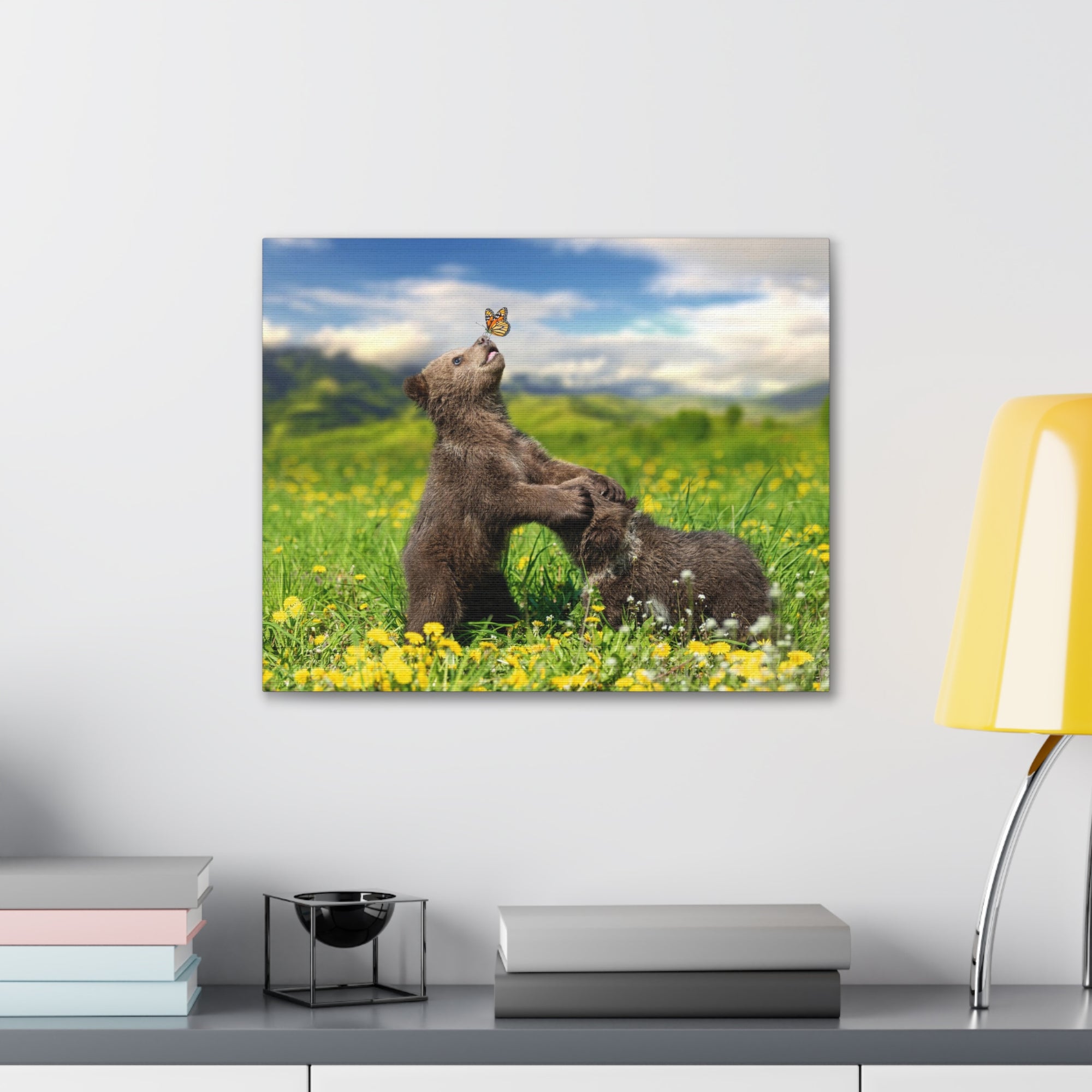 Black Bears in The Spring Nature Wilderness Photography Canvas Wall Art for Home Decor Ready-to-Hang-Express Your Love Gifts