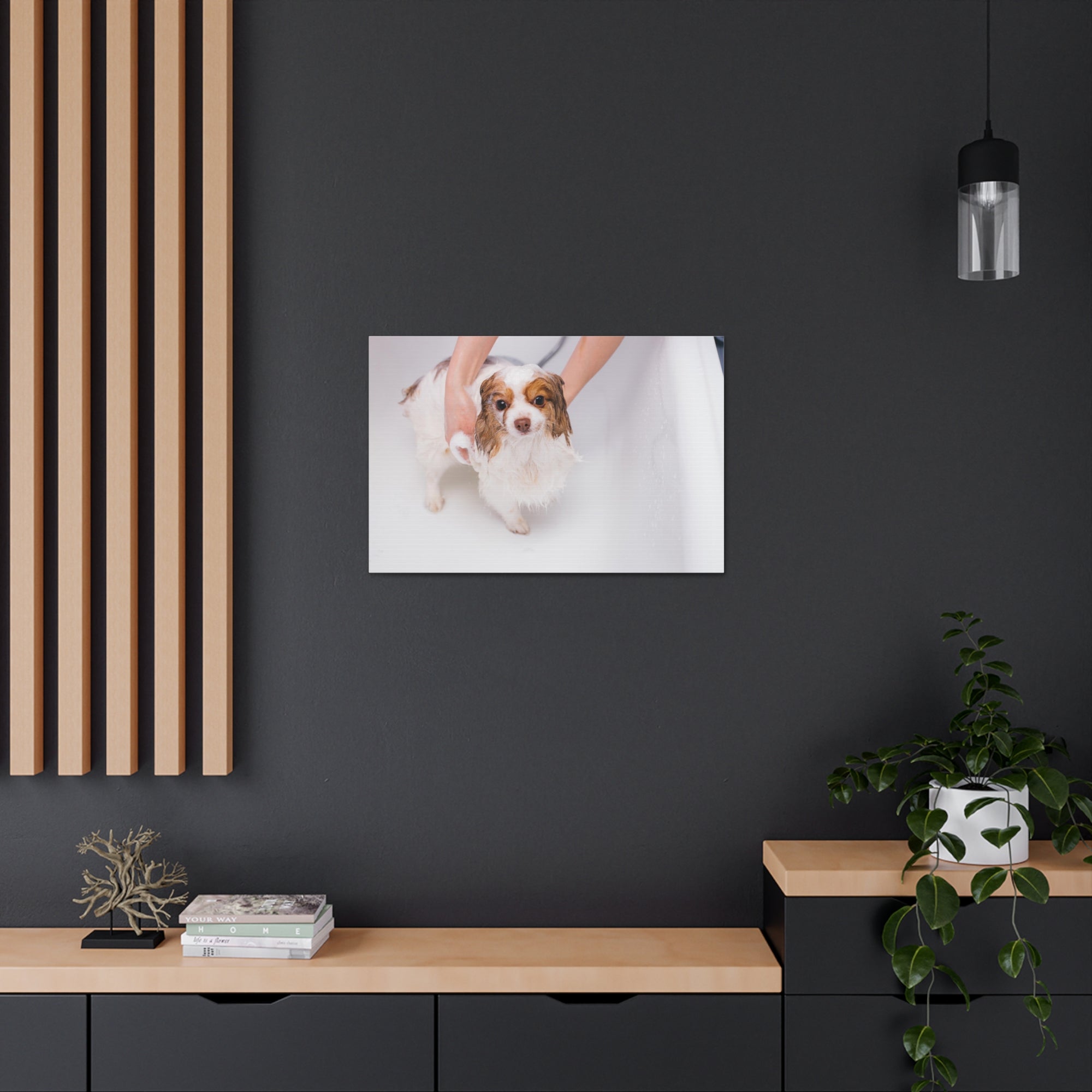 Cute Cavalier King Charles Spaniel Bath Canvas Wall Art for Home Decor Ready-to-Hang-Express Your Love Gifts