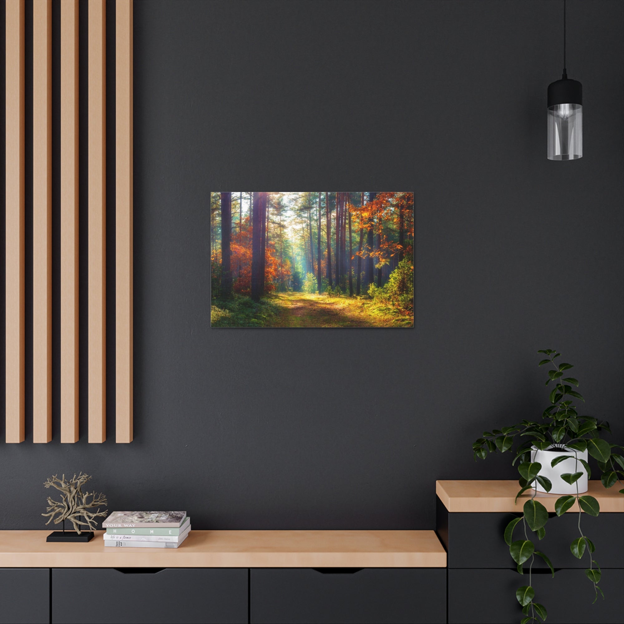 Autumn Fall Leaf Forest Nature Wilderness Photography Canvas Wall Art for Home Decor Ready-to-Hang-Express Your Love Gifts