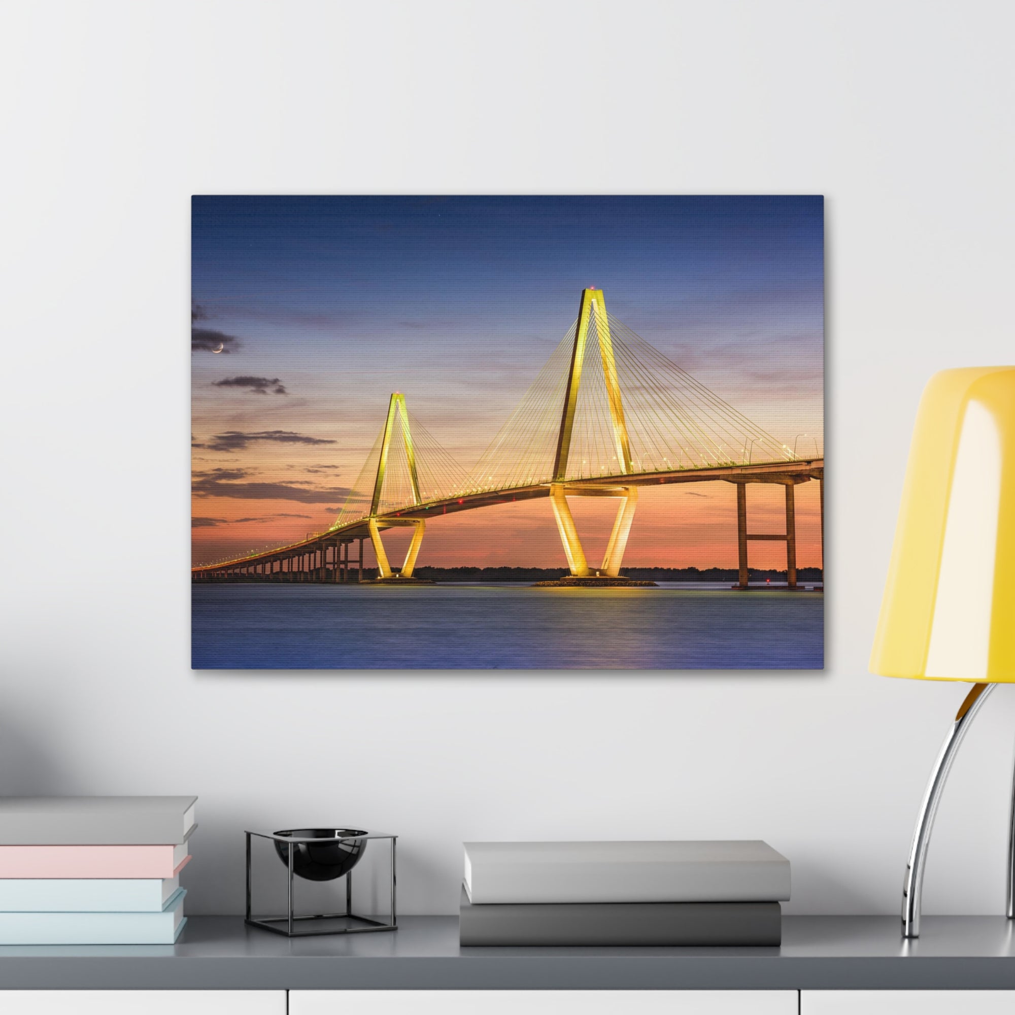 Arthur Ravenel River Bridge Charleston South Carolina Nature Wilderness Photography Canvas Wall Art for Home Decor Ready-to-Hang-Express Your Love Gifts