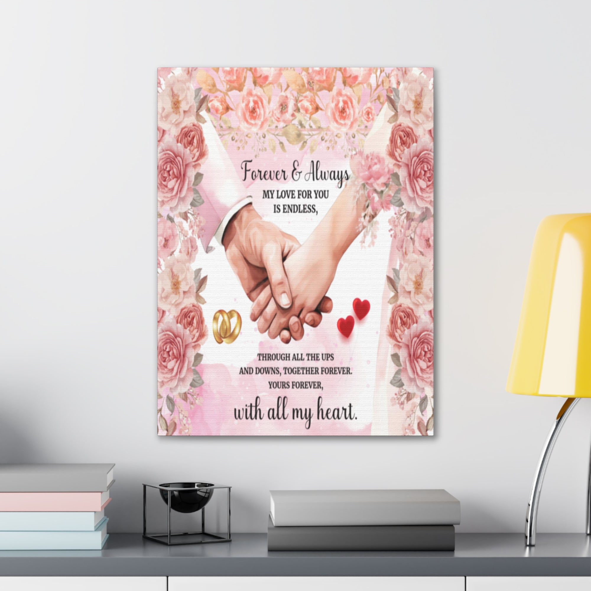 To My Wife Forever & Always Floral Canvas Wall Art – Romantic Wedding & Anniversary Gift-Express Your Love Gifts