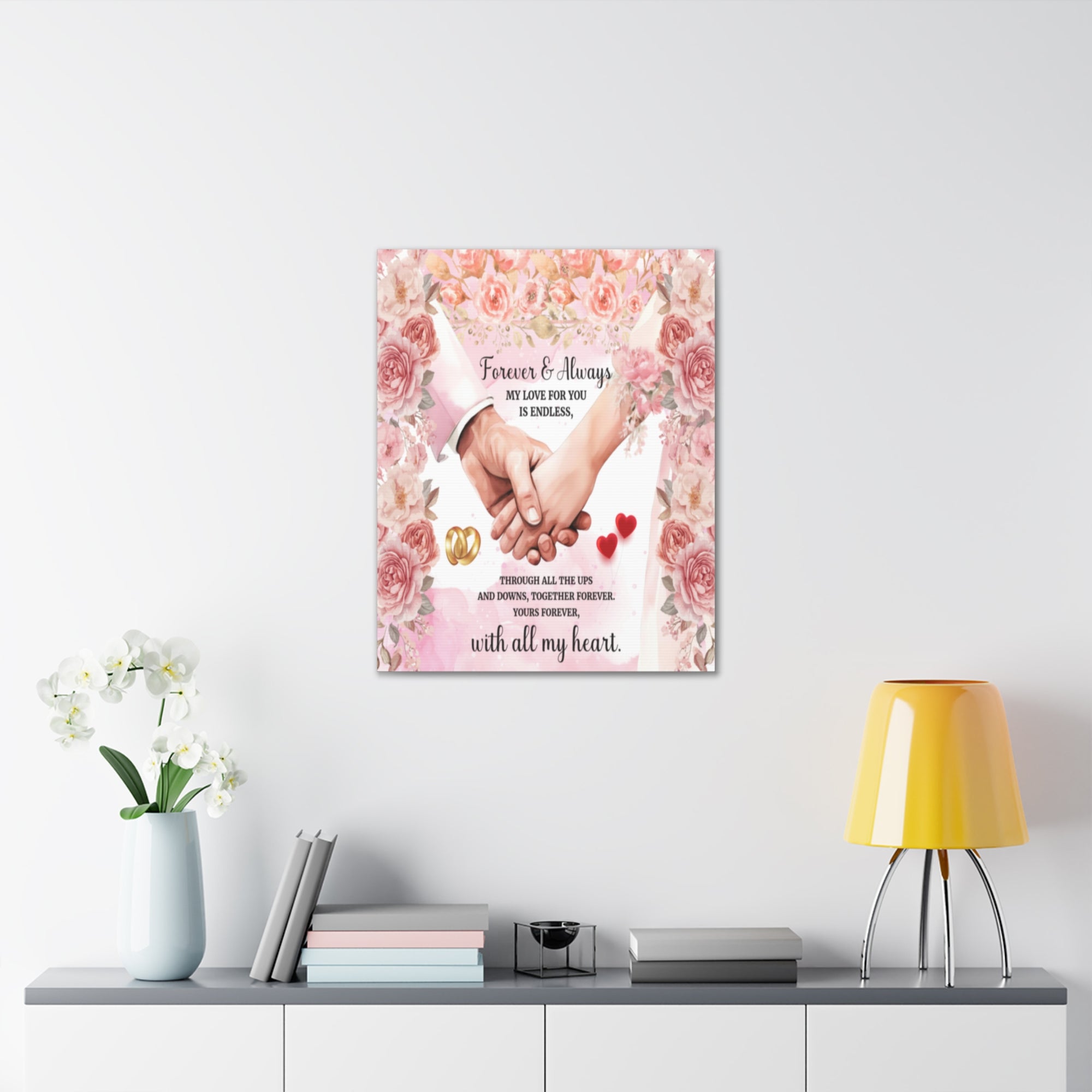 To My Wife Forever & Always Floral Canvas Wall Art – Romantic Wedding & Anniversary Gift-Express Your Love Gifts