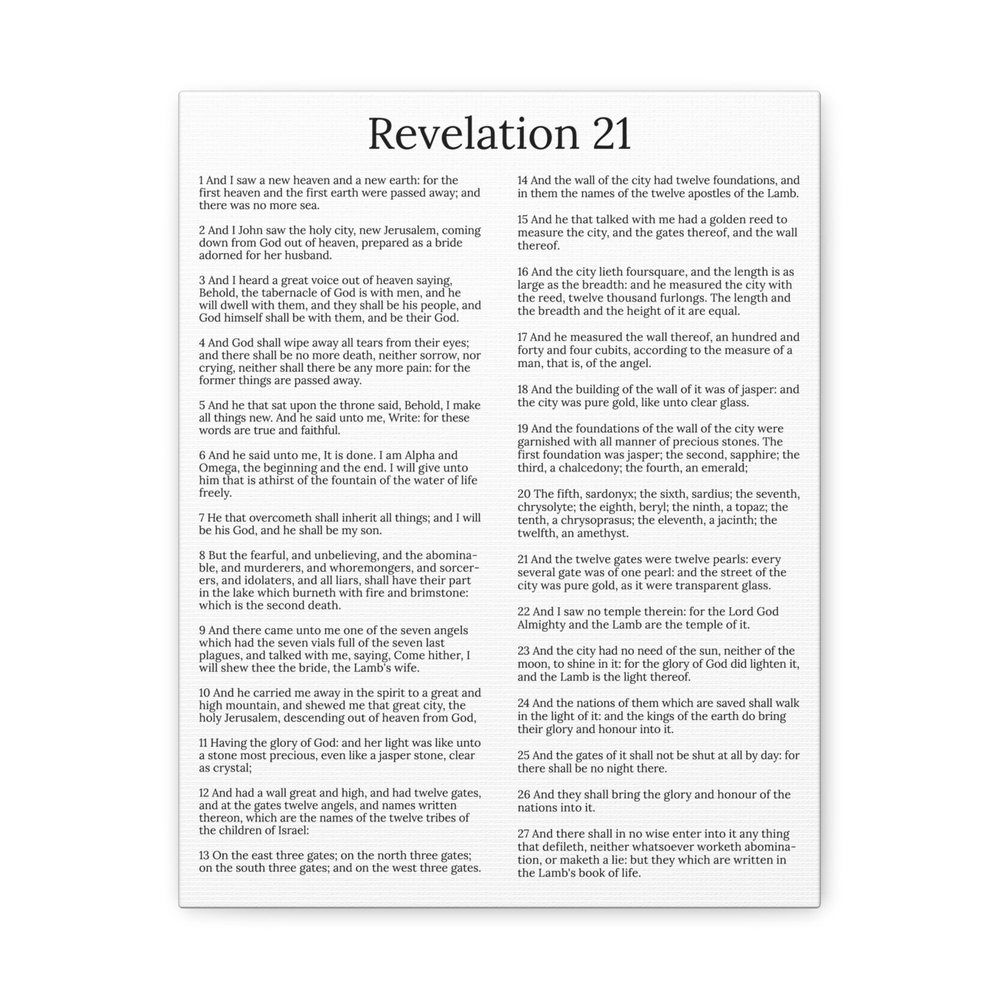 Scripture Walls Revelation 21 Chapter New Heaven and New Earth White Christian Wall Art Print Ready to Hang Unframed-Express Your Love Gifts