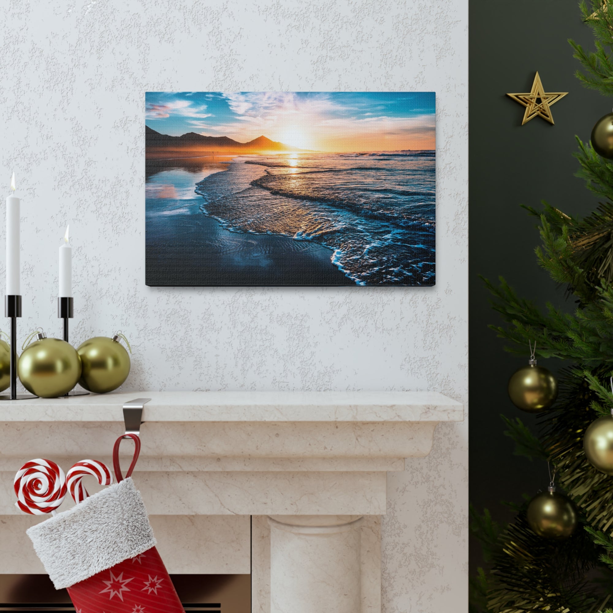 Beach Sunset Endless Horizon Ocean Canvas Wall Art for Home Decor Ready-to-Hang-Express Your Love Gifts