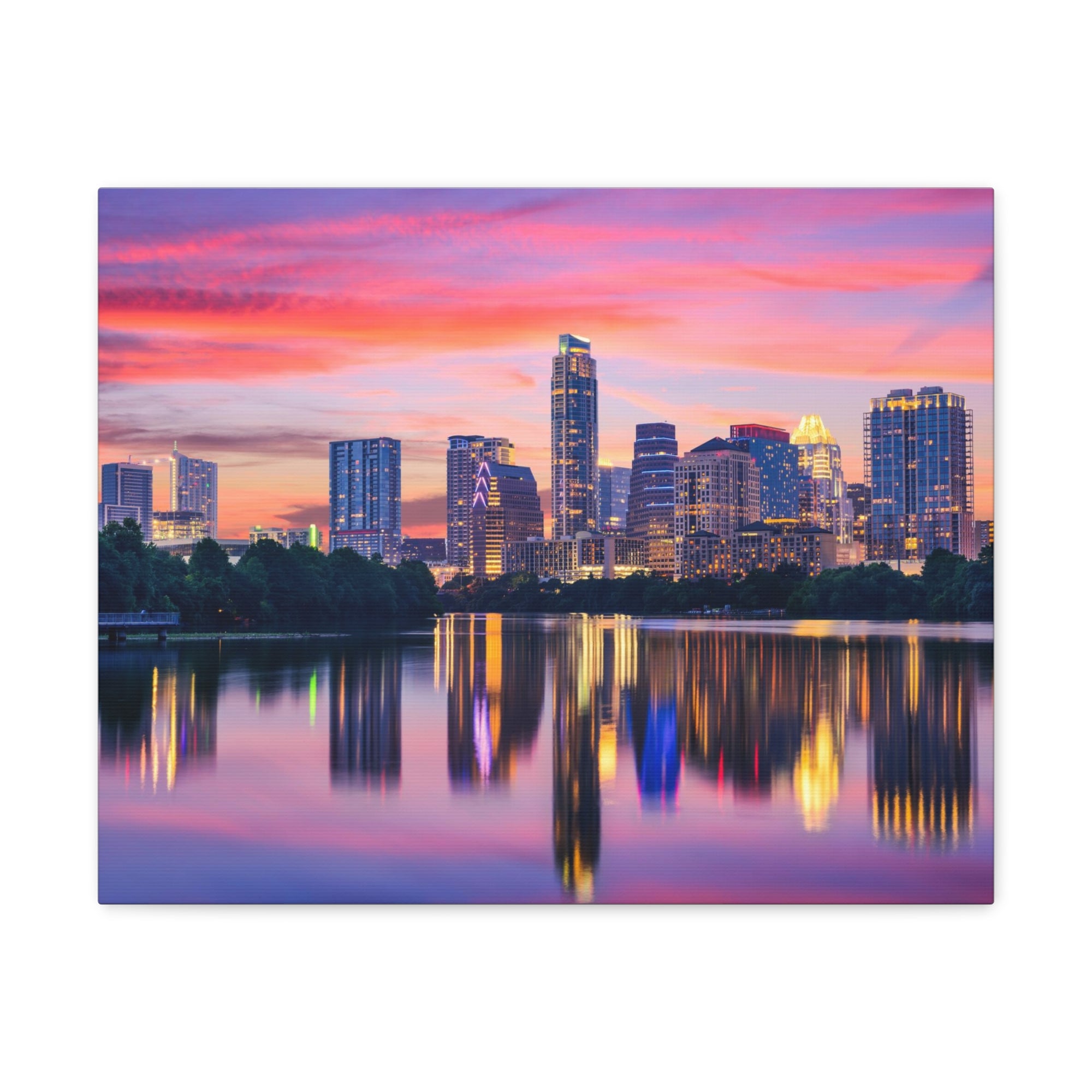 Austin Night Skyline Canvas Artwork High-Quality Breathtaking Stunning Cityscape for Home Decor Ready to Hang-Express Your Love Gifts