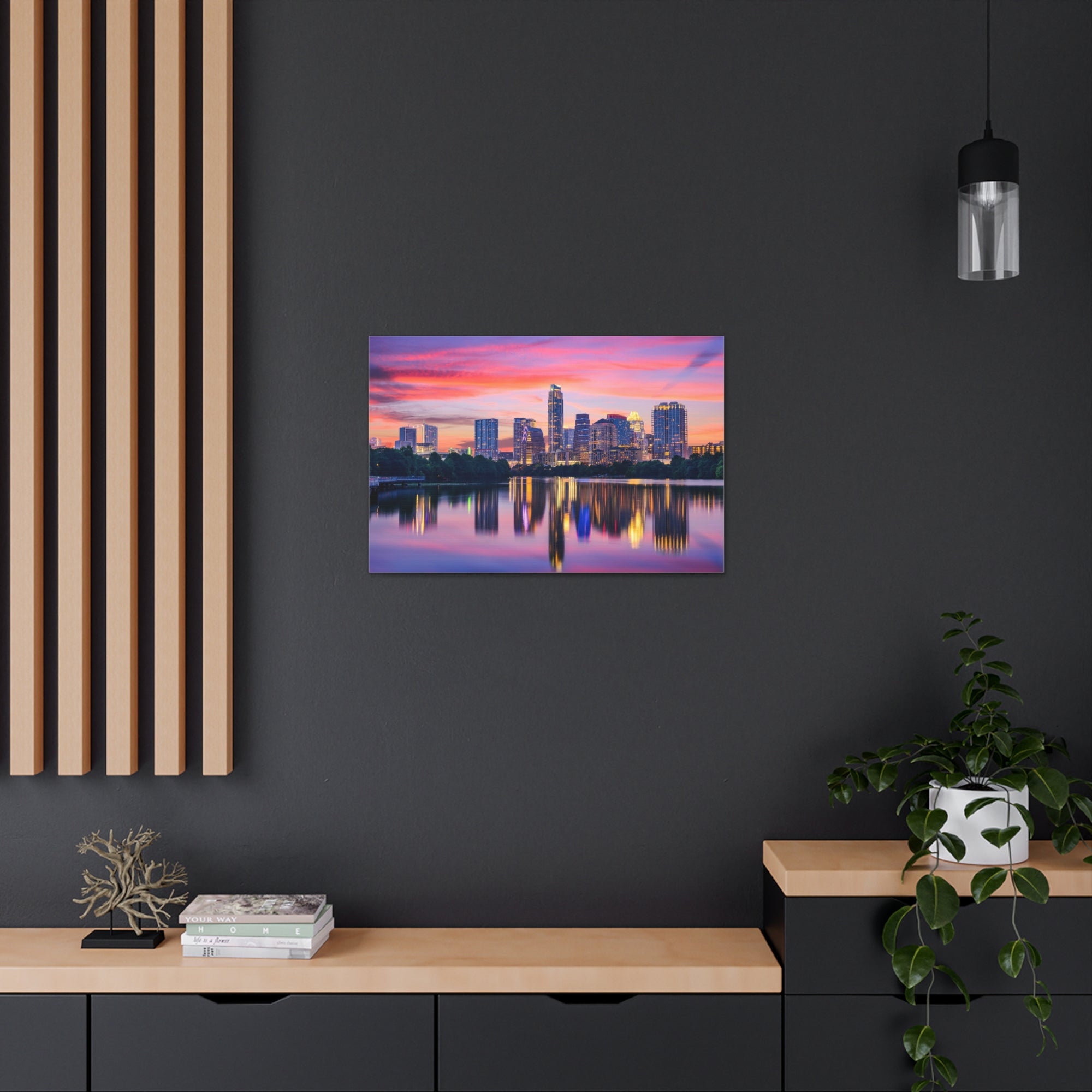 Austin Night Skyline Canvas Artwork High-Quality Breathtaking Stunning Cityscape for Home Decor Ready to Hang-Express Your Love Gifts