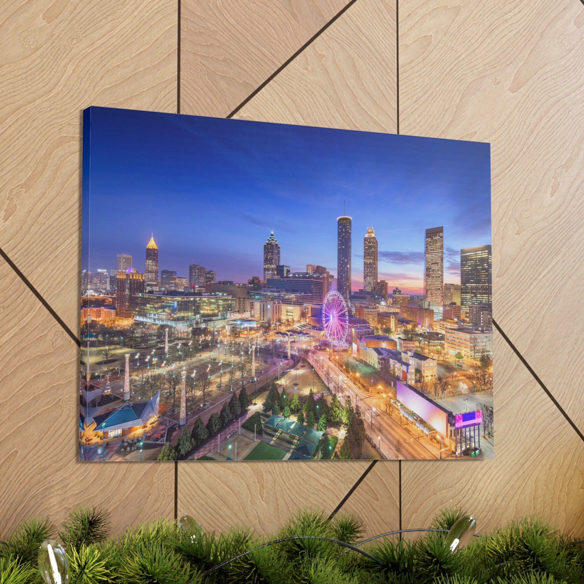 Atlanta Night Skyline Canvas Artwork High-Quality Breathtaking Stunning Cityscape for Home Decor Ready to Hang-Express Your Love Gifts