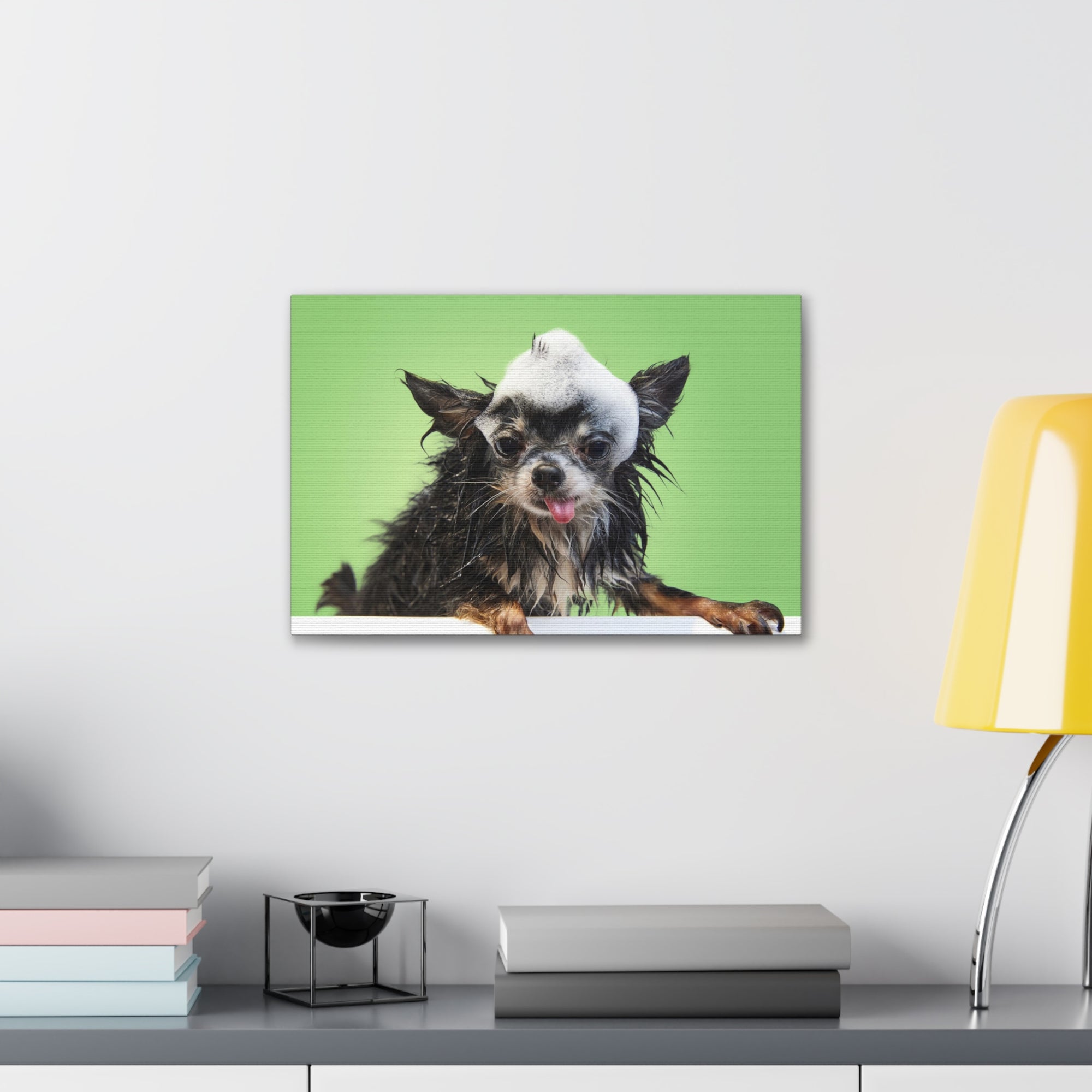 Funny Chihuahua Bath Canvas Wall Art for Home Decor Ready-to-Hang-Express Your Love Gifts