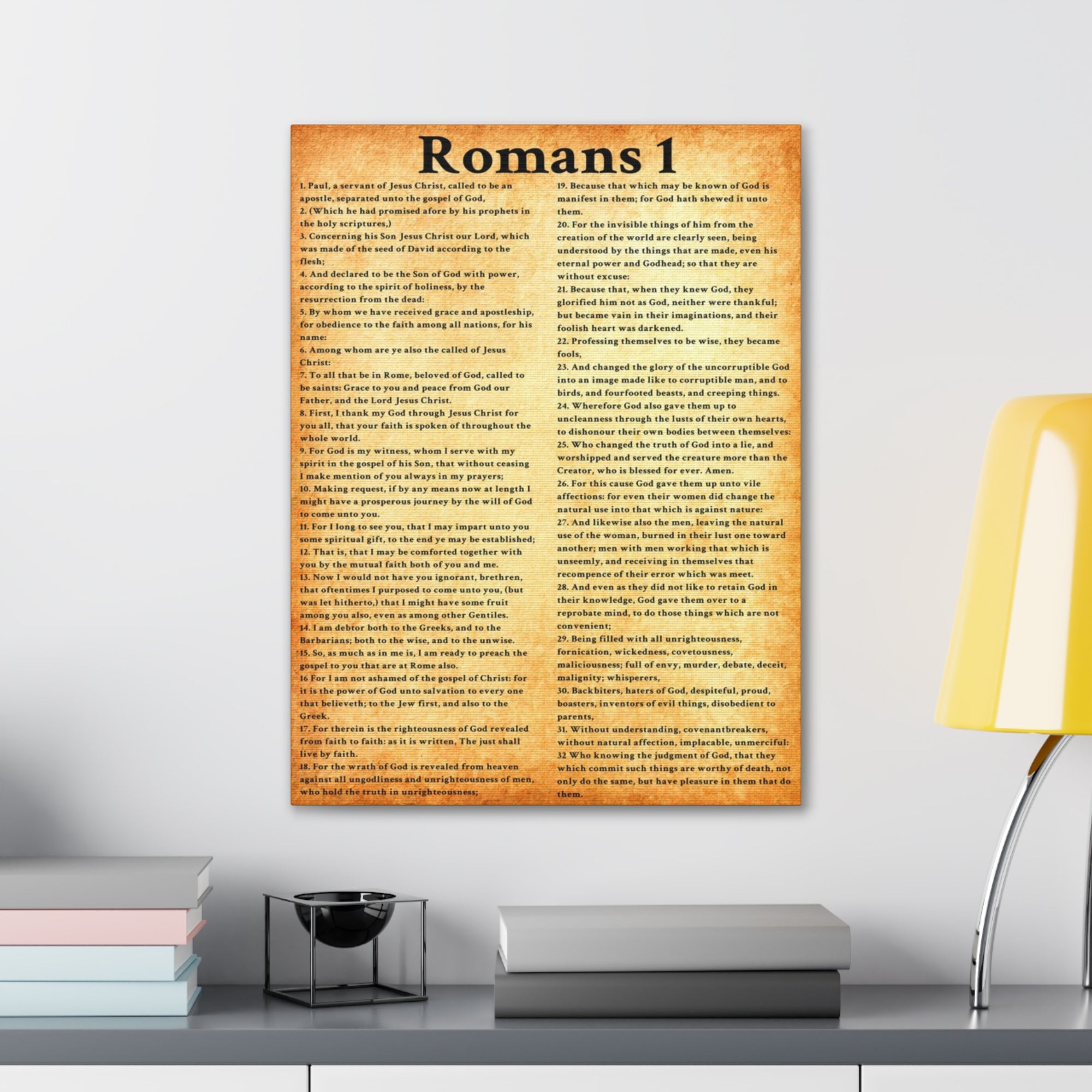 Scripture Walls Romans 1 Gold Bible Verse Canvas Christian Wall Art Ready to Hang Unframed-Express Your Love Gifts