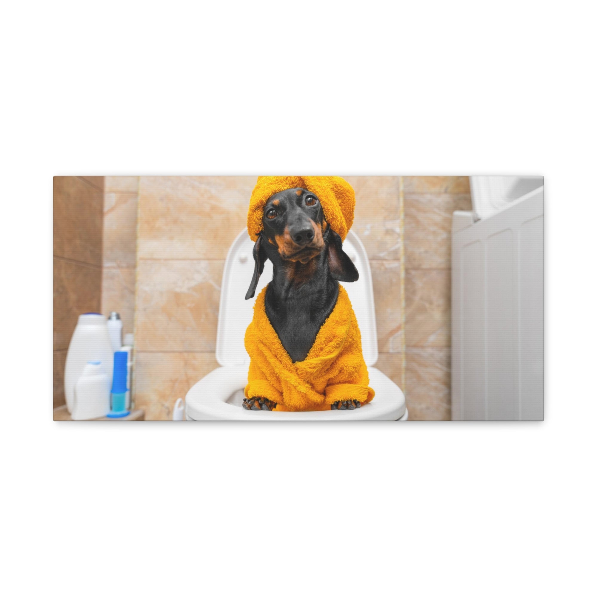 Funny Puppy Sits On Toilet Funny Canvas Wall Art for Home Decor Ready-to-Hand-Express Your Love Gifts