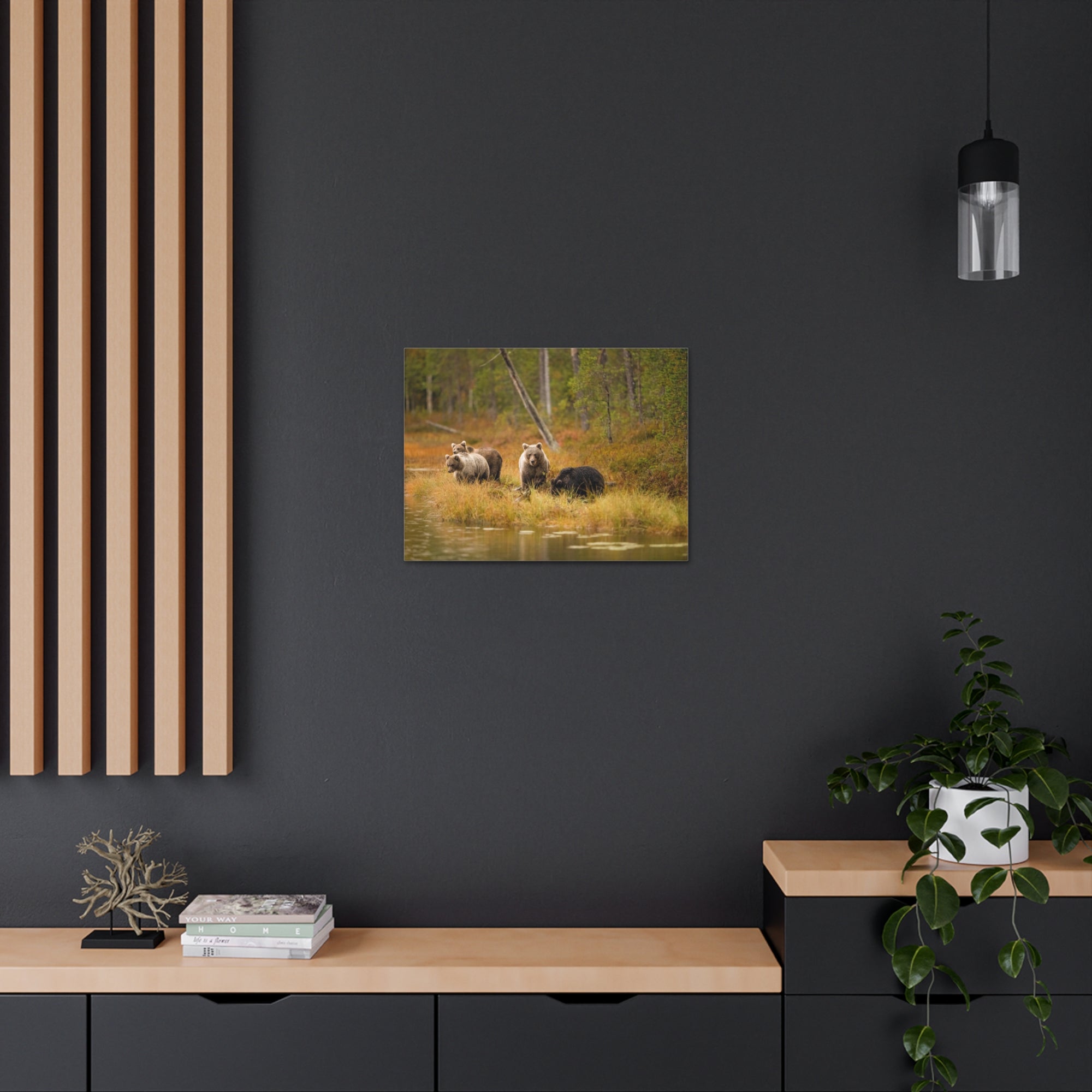 Bears In Spring Forest Nature Wilderness Photography Canvas Wall Art for Home Decor Ready-to-Hang-Express Your Love Gifts