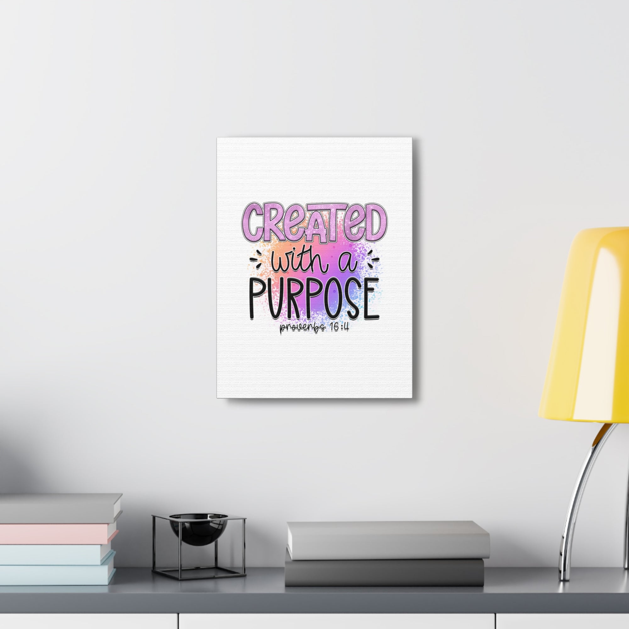 Scripture Walls Proverbs 16:4 Created With a Purpose Purple Bible Verse Canvas Christian Wall Art Ready to Hang Unframed-Express Your Love Gifts