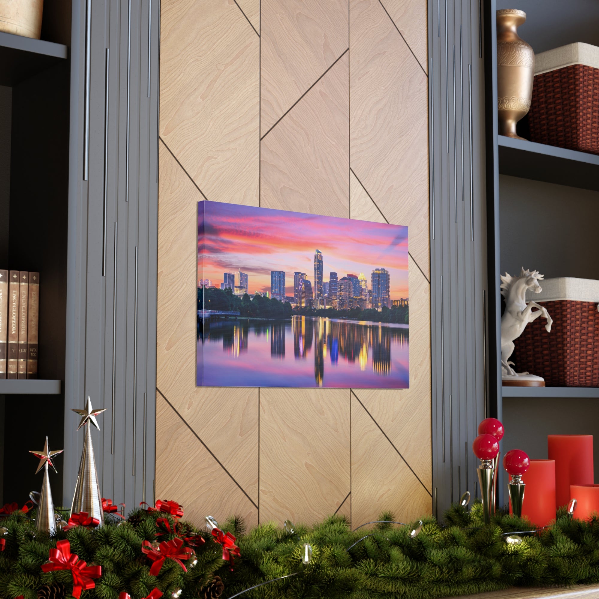 Austin Night Skyline Canvas Artwork High-Quality Breathtaking Stunning Cityscape for Home Decor Ready to Hang-Express Your Love Gifts