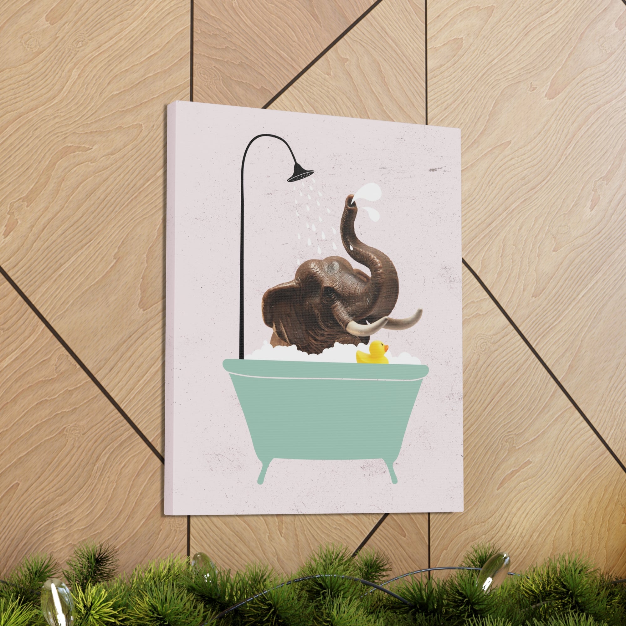 Funny Elephant Bath Canvas Wall Art for Home Decor Ready-to-Hang-Express Your Love Gifts