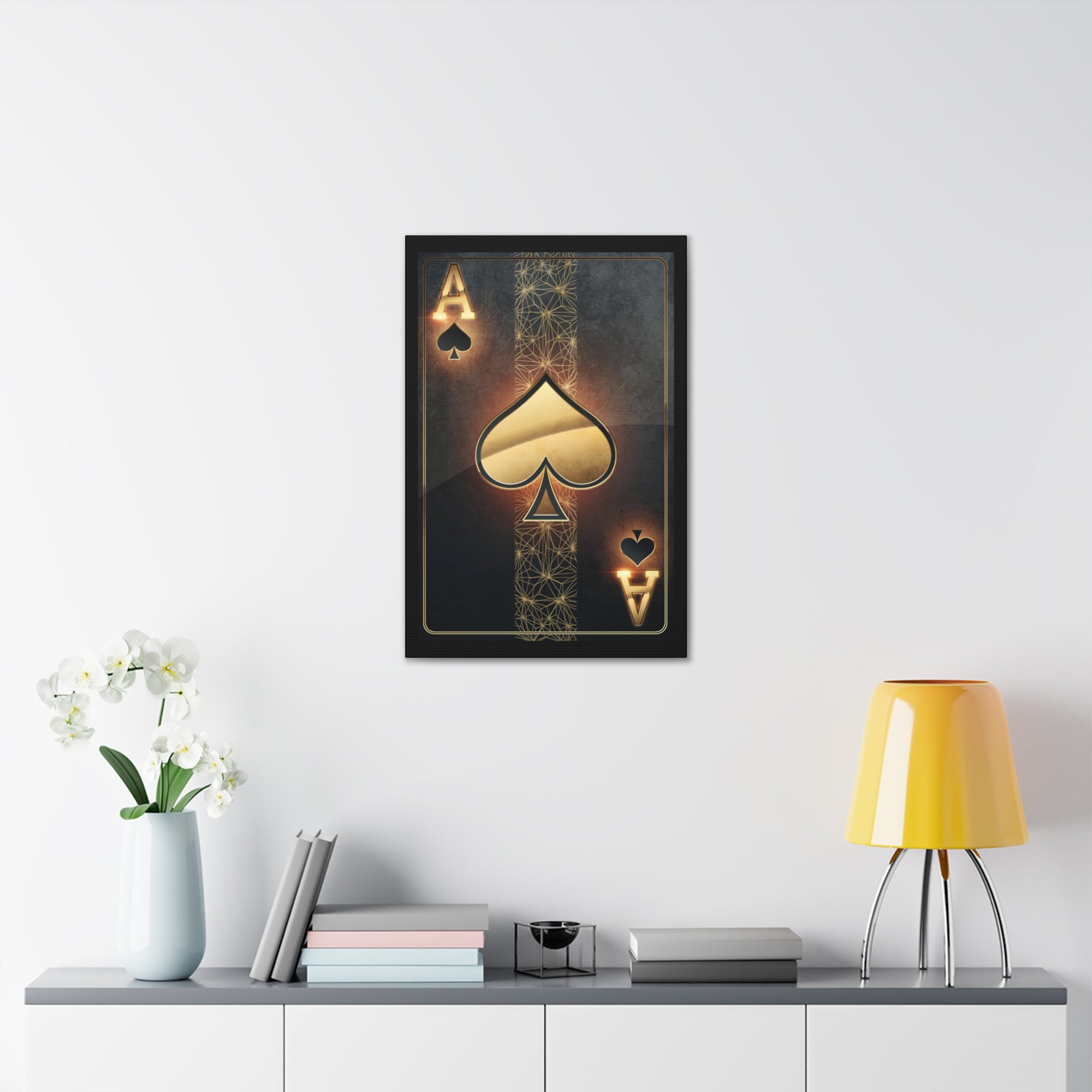 Black Gold Ace Of Hearts Playing Card Canvas Wall Art for Home Decor Ready-to-Hang-Express Your Love Gifts