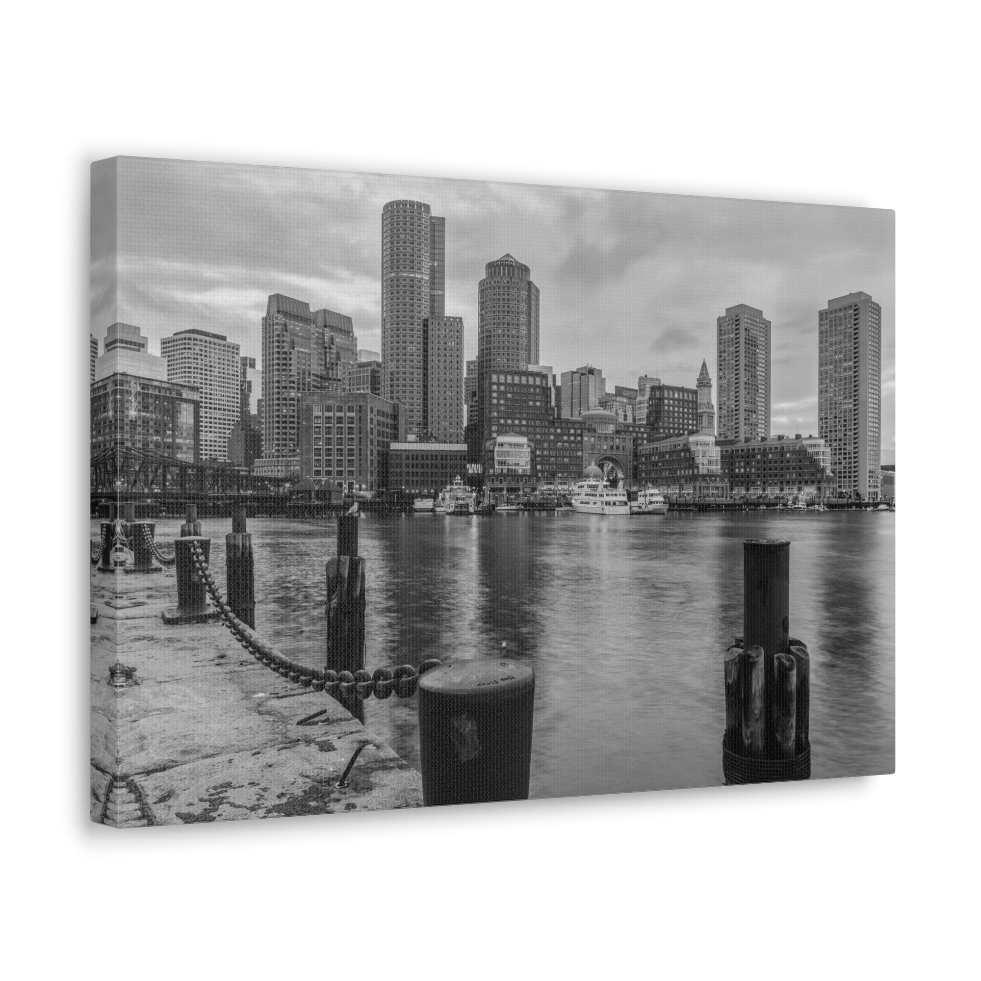 Boston Black And White Skyline Canvas Artwork High-Quality Breathtaking Stunning Cityscape for Home Decor Ready to Hang-Express Your Love Gifts