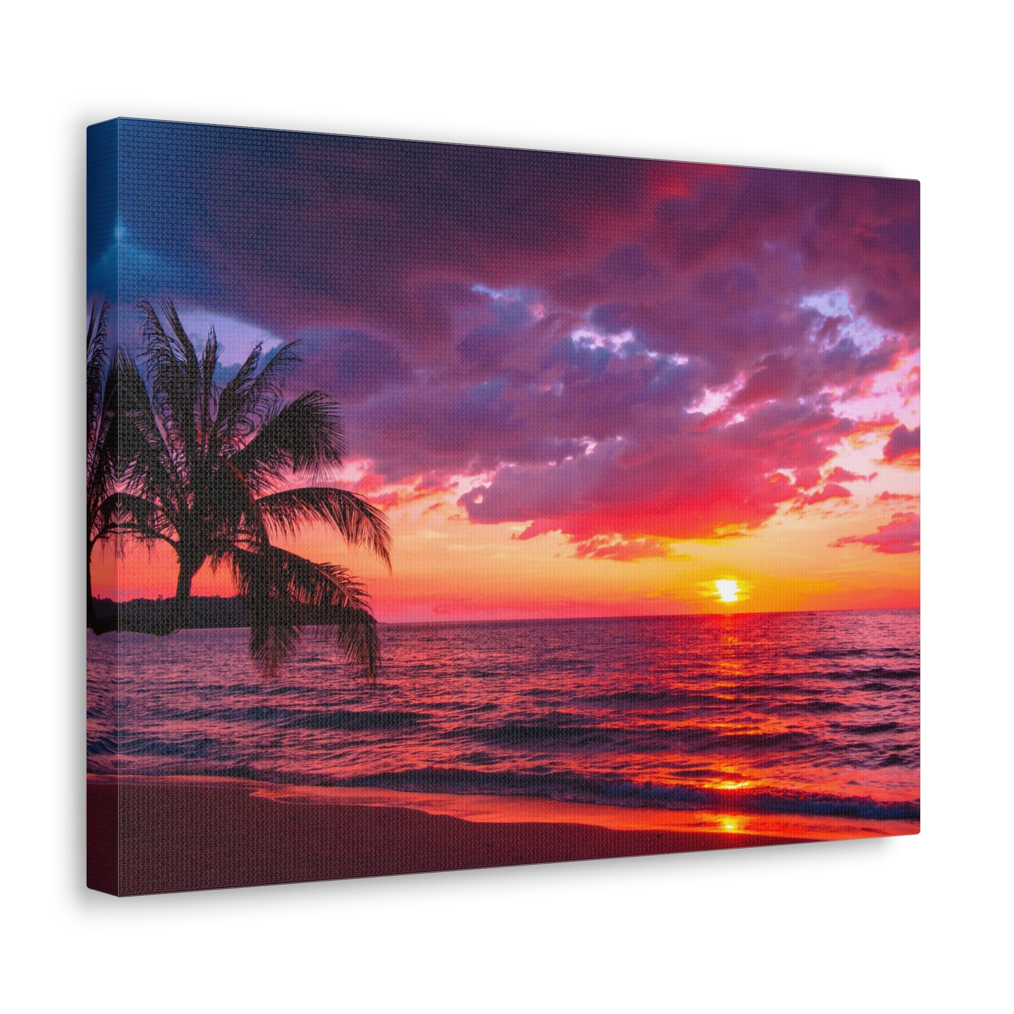 Beautiful Sunset Tropical Beach Ocean Canvas Wall Art for Home Decor Ready-to-Hang-Express Your Love Gifts