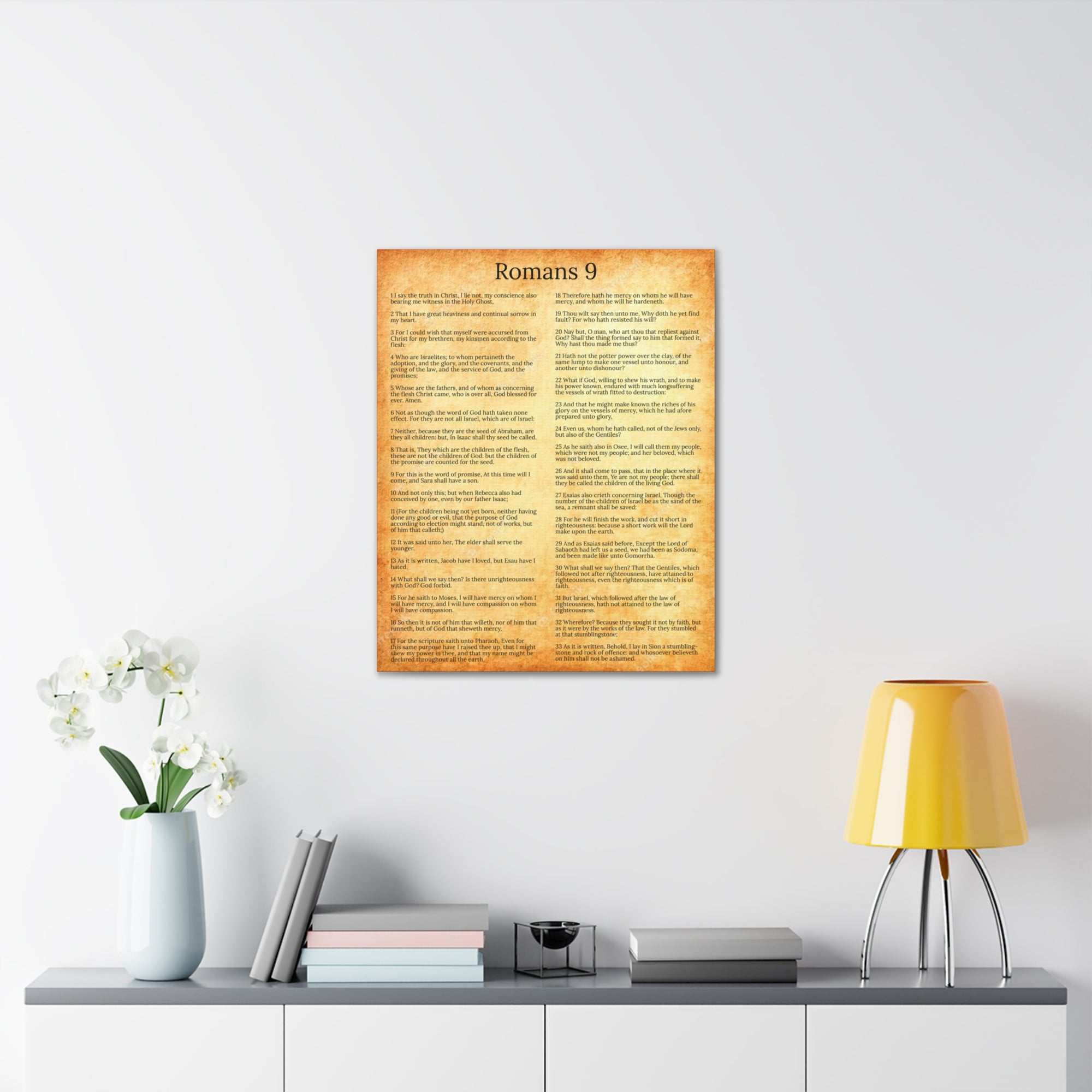 Scripture Walls Romans 9 Chapter Gold God’s Sovereign Choice Christian Wall Art Print Ready to Hang Unframed-Express Your Love Gifts