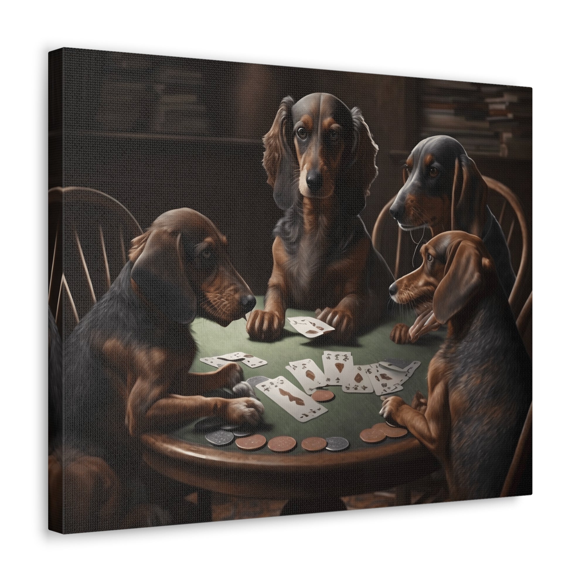 Painting Dogs Playing Poker Funny Game Animals Playing Card Canvas Wall Art for Home Decor Ready-to-Hang-Express Your Love Gifts