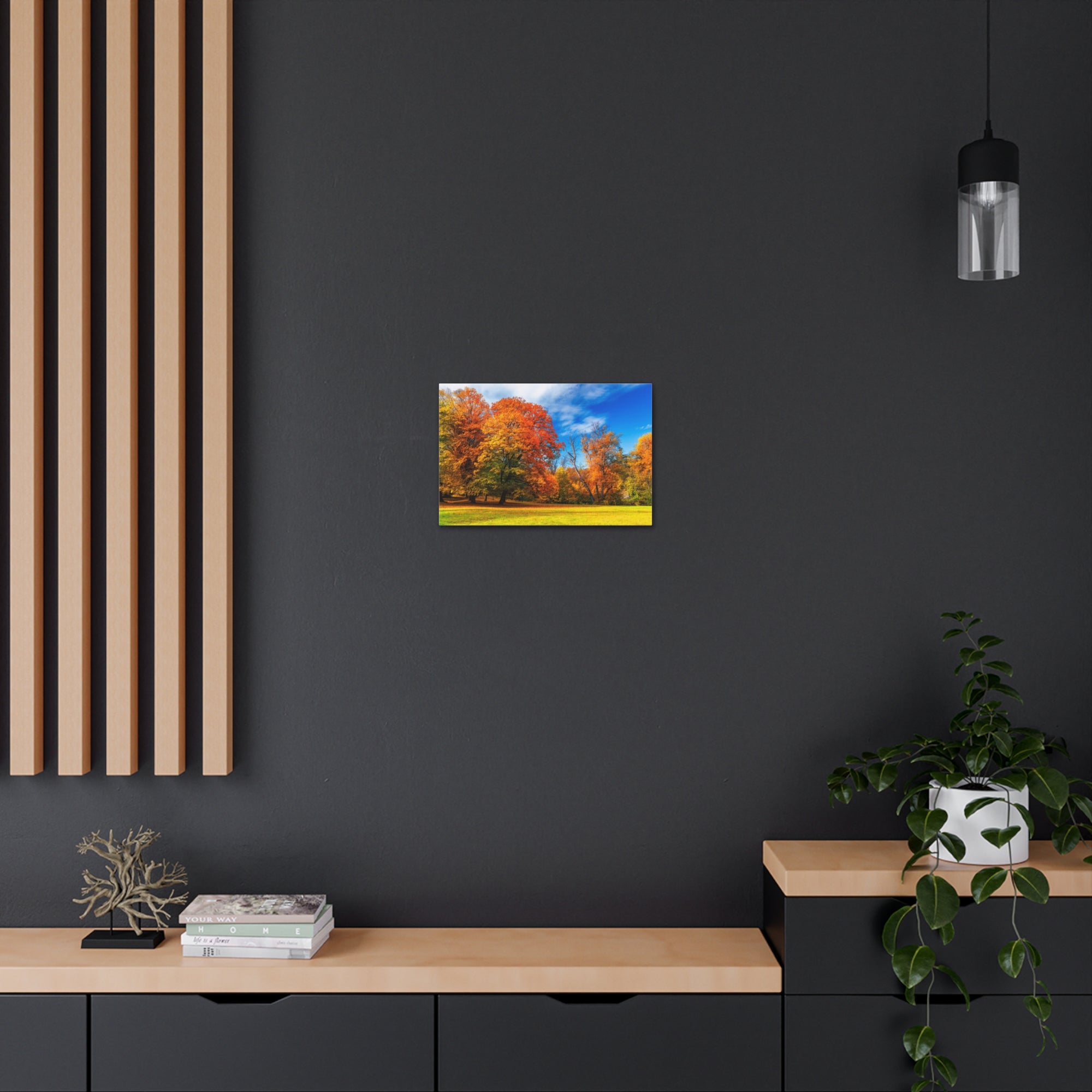 Autumn Fall Scene Beautiful Autumn Forest Path Beauty Nature Scene Bright Light Sun Wall Art Ready to Hang-Express Your Love Gifts