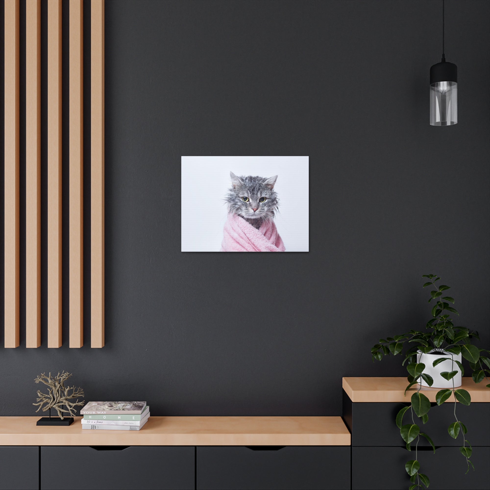 Funny Tabby Cat Bathee Canvas Wall Art for Home Decor Ready-to-Hang-Express Your Love Gifts