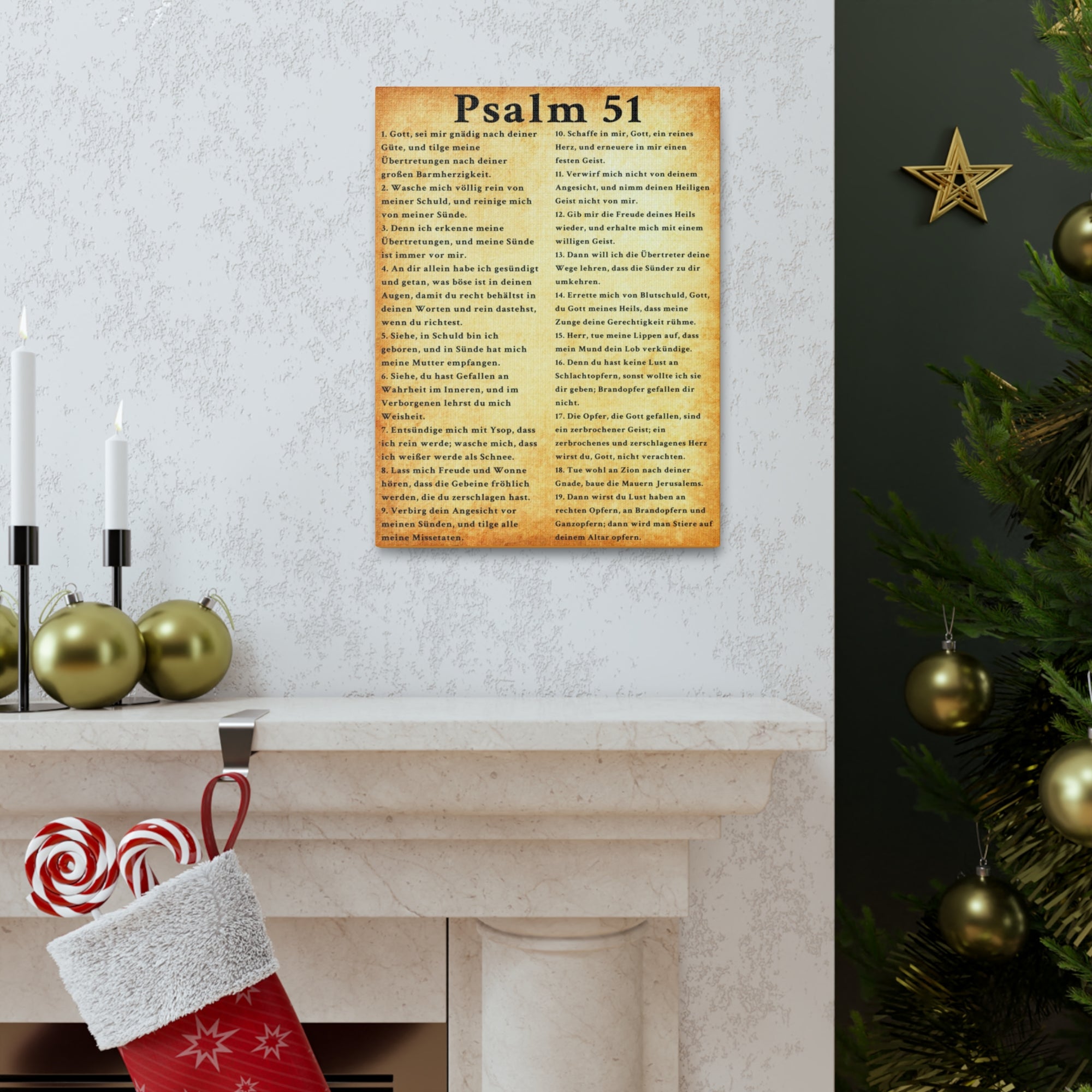 Scripture Walls Psalm 51 German Gold Bible Verse Canvas Christian Wall Art Ready to Hang Unframed-Express Your Love Gifts