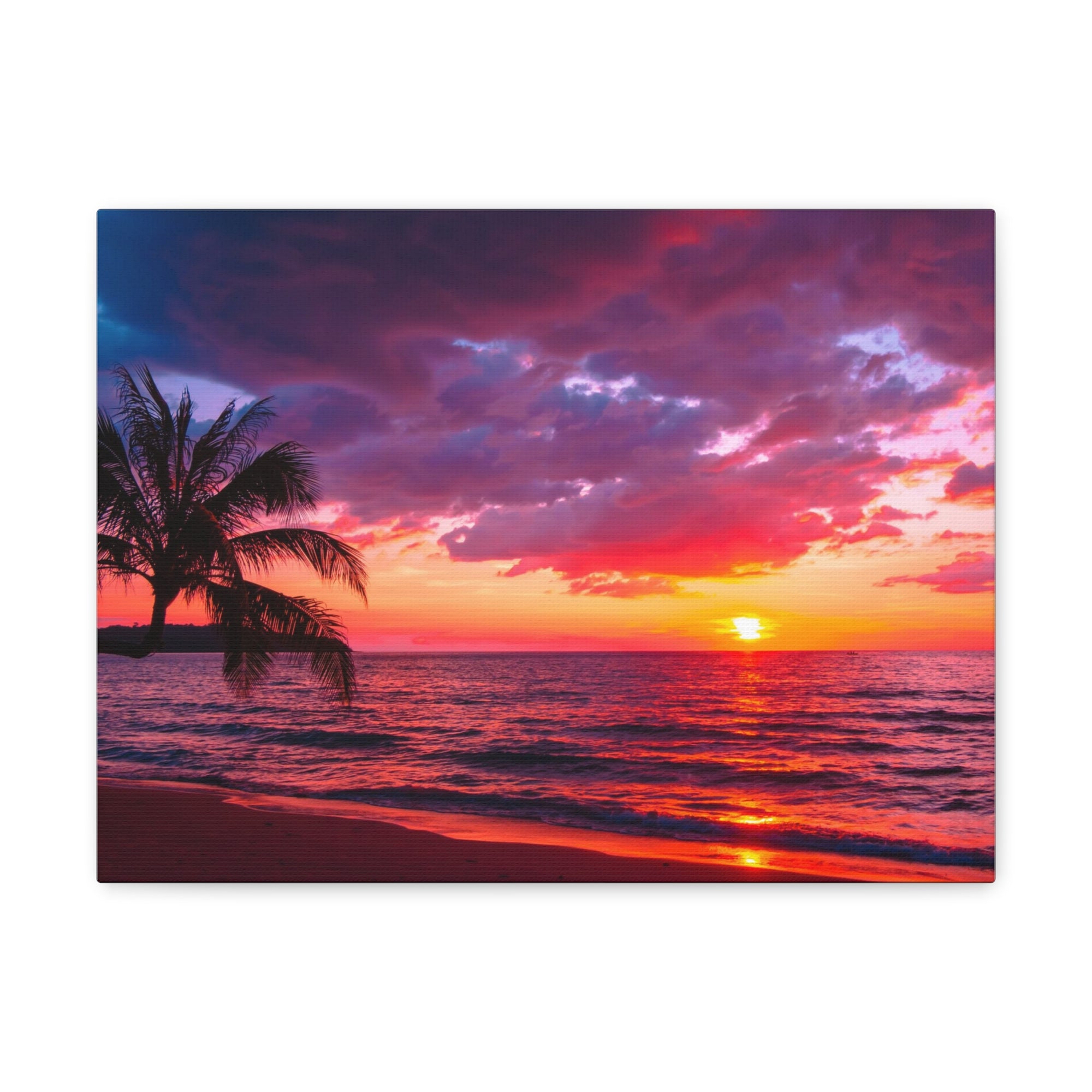 Beautiful Sunset Tropical Beach Ocean Canvas Wall Art for Home Decor Ready-to-Hang-Express Your Love Gifts