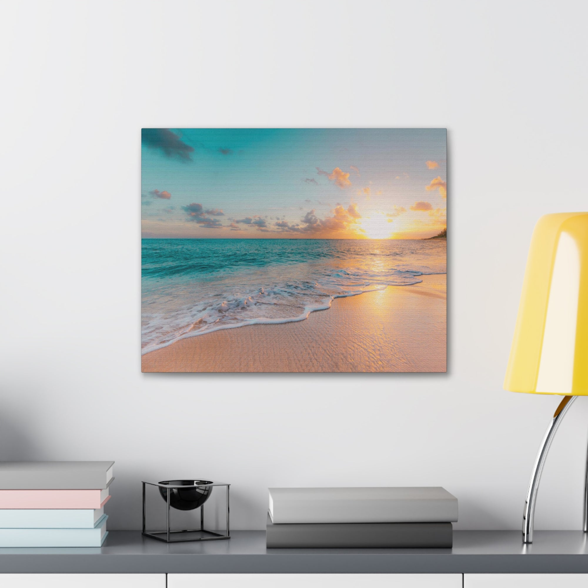 Beach Blue Sky Daylight Ocean Canvas Wall Art for Home Decor Ready-to-Hang-Express Your Love Gifts