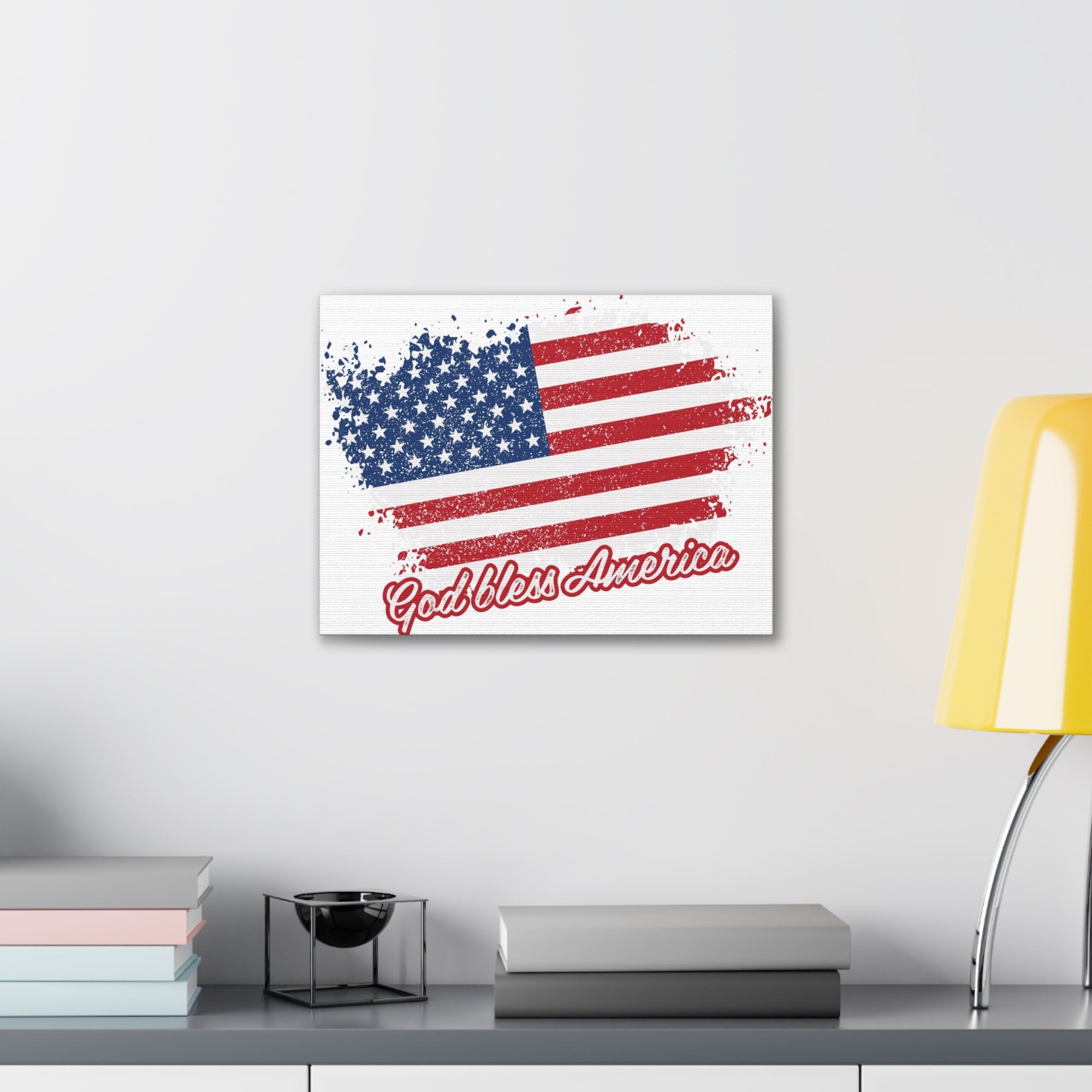 God Bless America On White Background Canvas Wall Art for Home Decor Ready-to-Hang-Express Your Love Gifts
