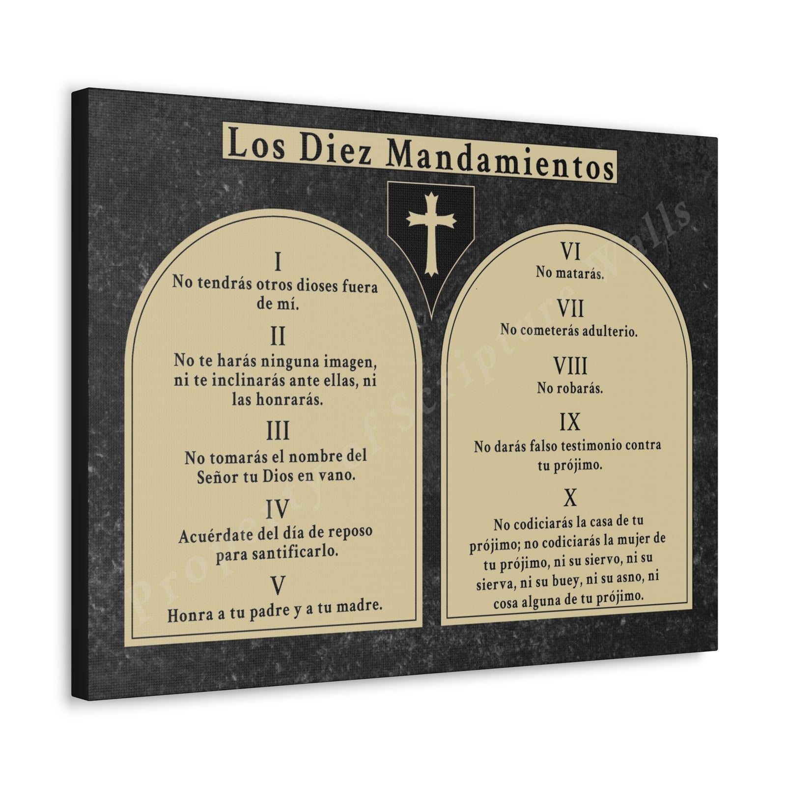 Scripture Walls 10 Commandments Spanish Los Diez Mandamientos Tablets Bible Verse Canvas Christian Wall Art Ready to Hang Unframed-Express Your Love Gifts