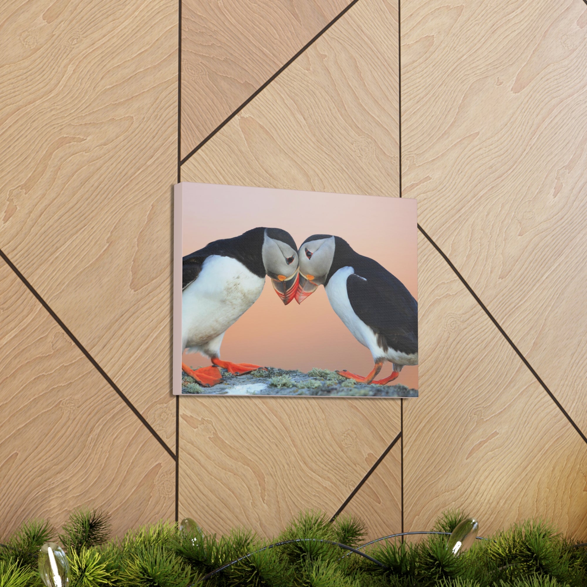 Funny Atlantic Puffin Silly Atlantic Puffin Couple Wall Art Ready to Hang-Express Your Love Gifts