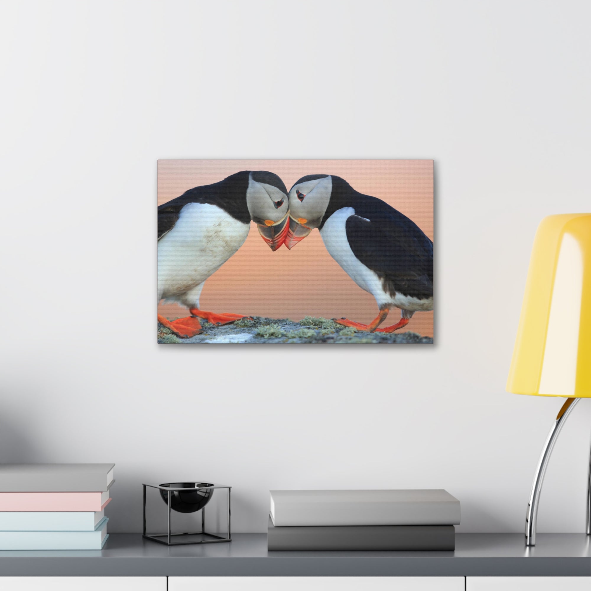 Funny Atlantic Puffin Silly Atlantic Puffin Couple Wall Art Ready to Hang-Express Your Love Gifts