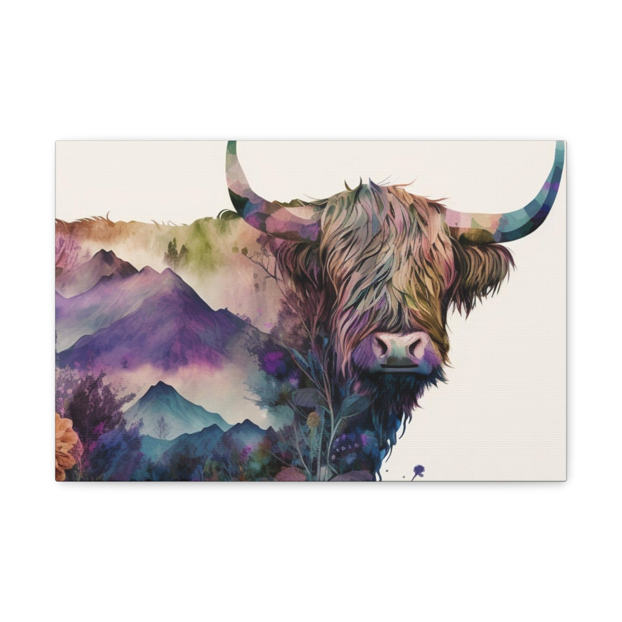 Bison Standing In Flower Field Buffalo Art Canvas Wall Art for Home Decor Ready-to-Hang-Express Your Love Gifts