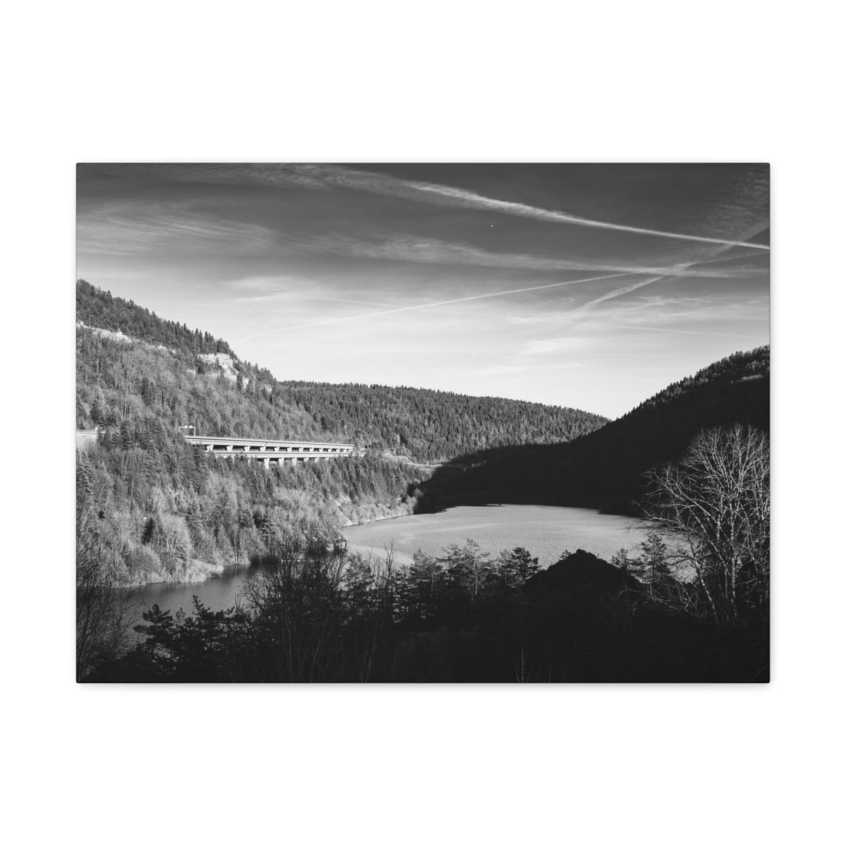 Black And White Forest Mountain Nature Wilderness Photography Canvas Wall Art for Home Decor Ready-to-Hang-Express Your Love Gifts