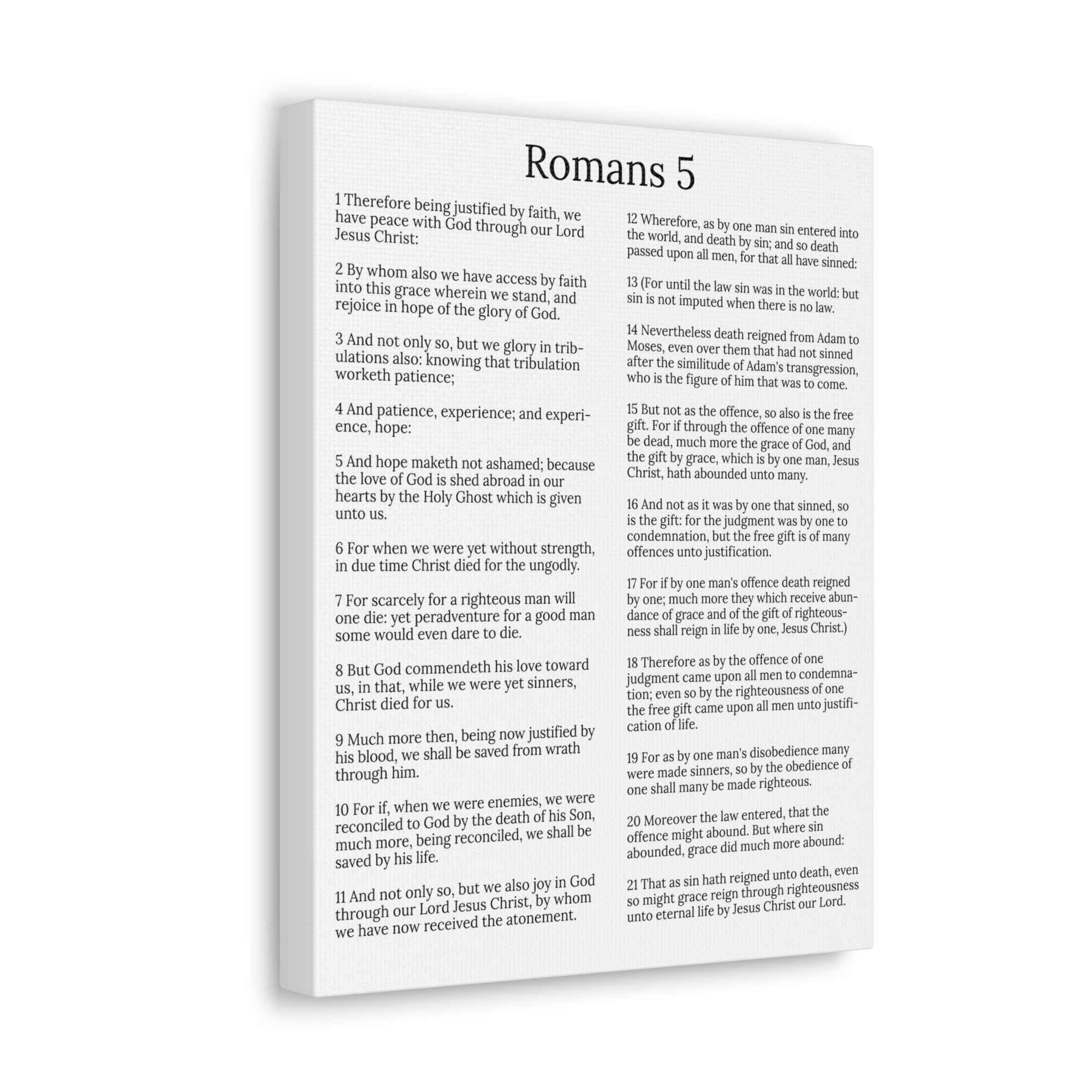 Scripture Walls Justification Romans 5 White Chapter Christian Wall Art Print Ready to Hang Unframed-Express Your Love Gifts