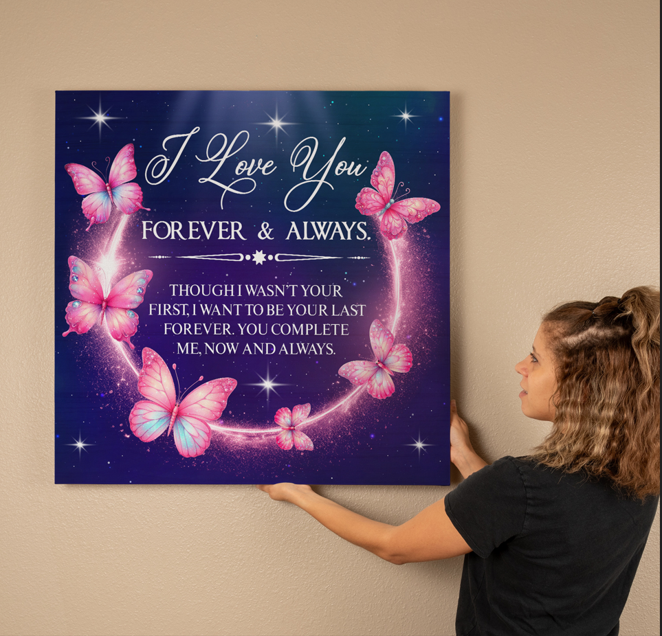 To My Wife Forever & Always Butterfly Canvas Wall Art – Romantic Gift for Eternal Love-Express Your Love Gifts