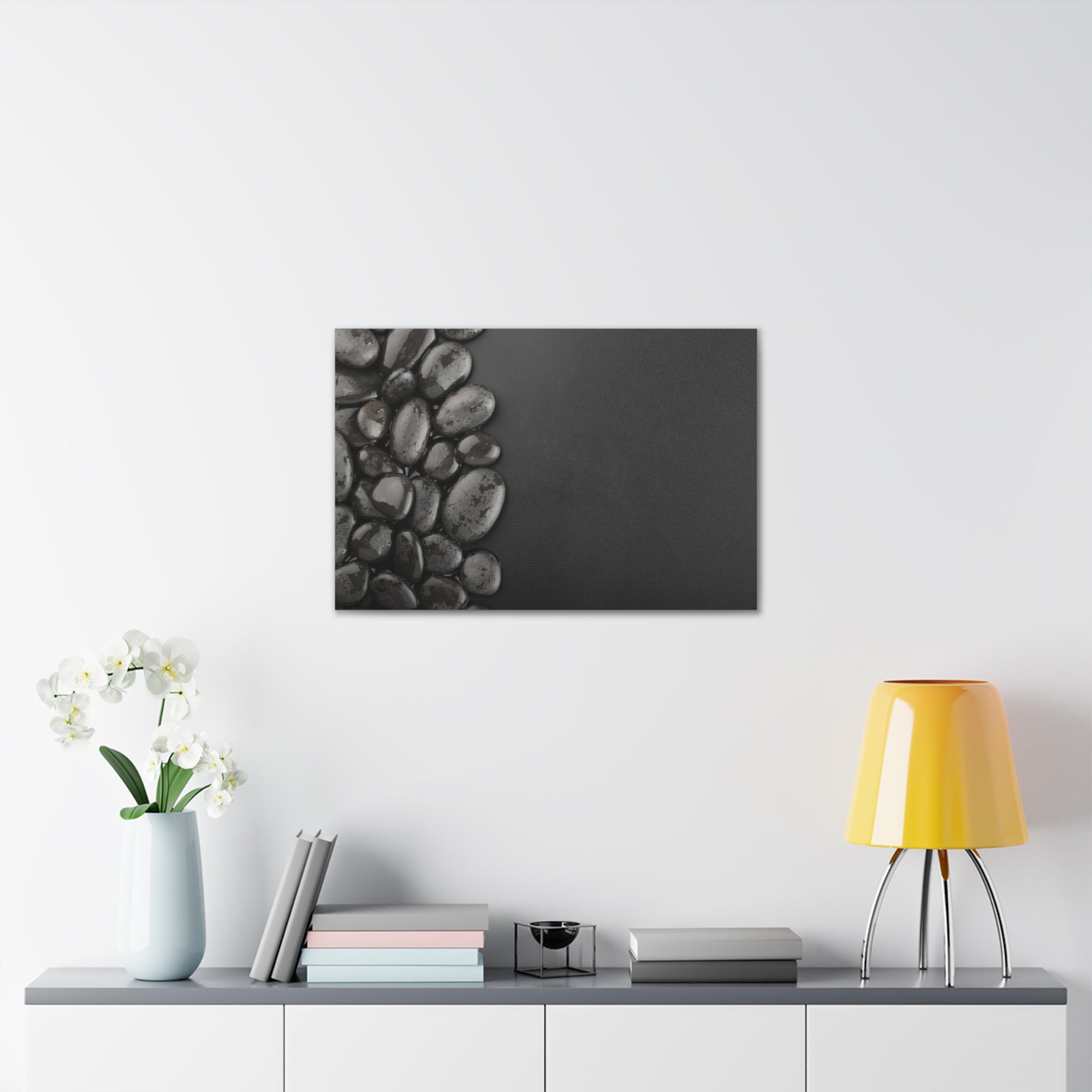 Black Background with Rocks Forest Floral Nature Photography Canvas Wall Art for Home Decor Ready-to-Hang-Express Your Love Gifts