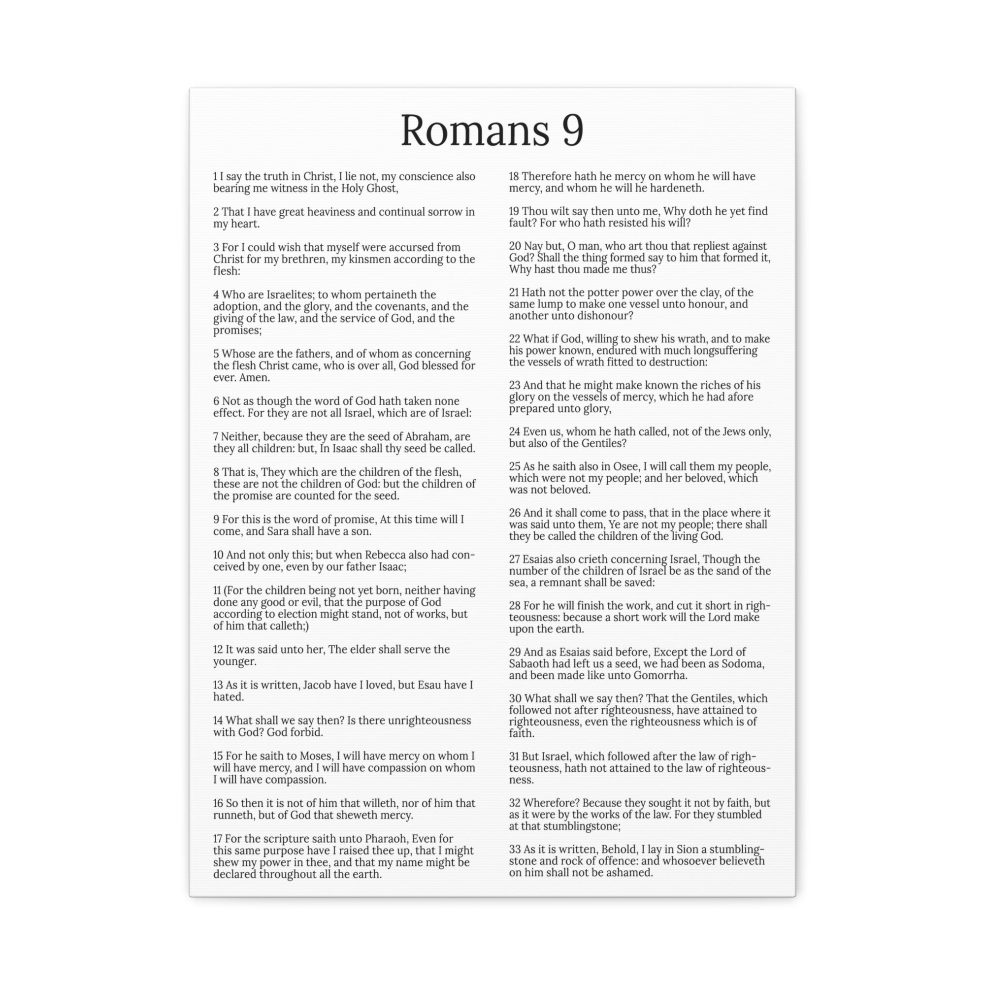 Scripture Walls Romans 9 Chapter White God’s Sovereign Choice Christian Wall Art Print Ready to Hang Unframed-Express Your Love Gifts