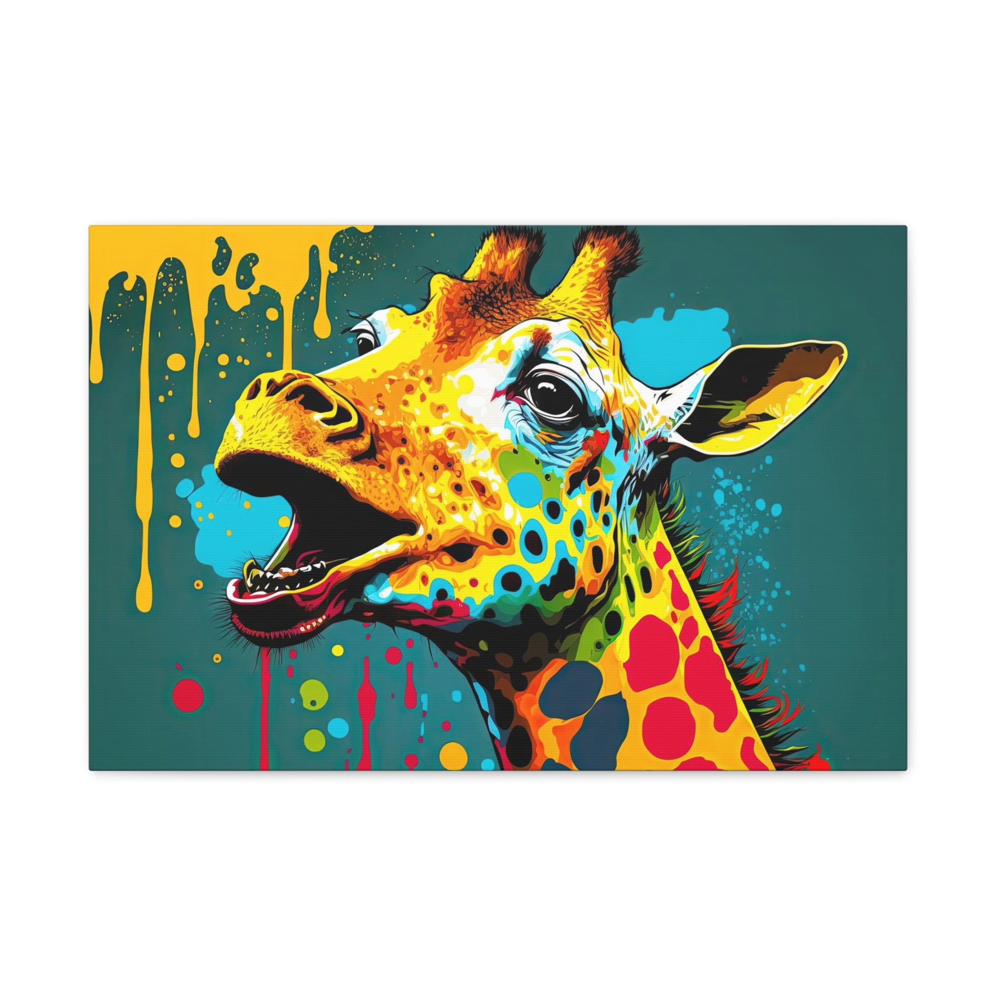 Giraffe Pop Art Flying Colors Expression Painting Animal Canvas Wall Art for Home Decor Ready-to-Hang-Express Your Love Gifts