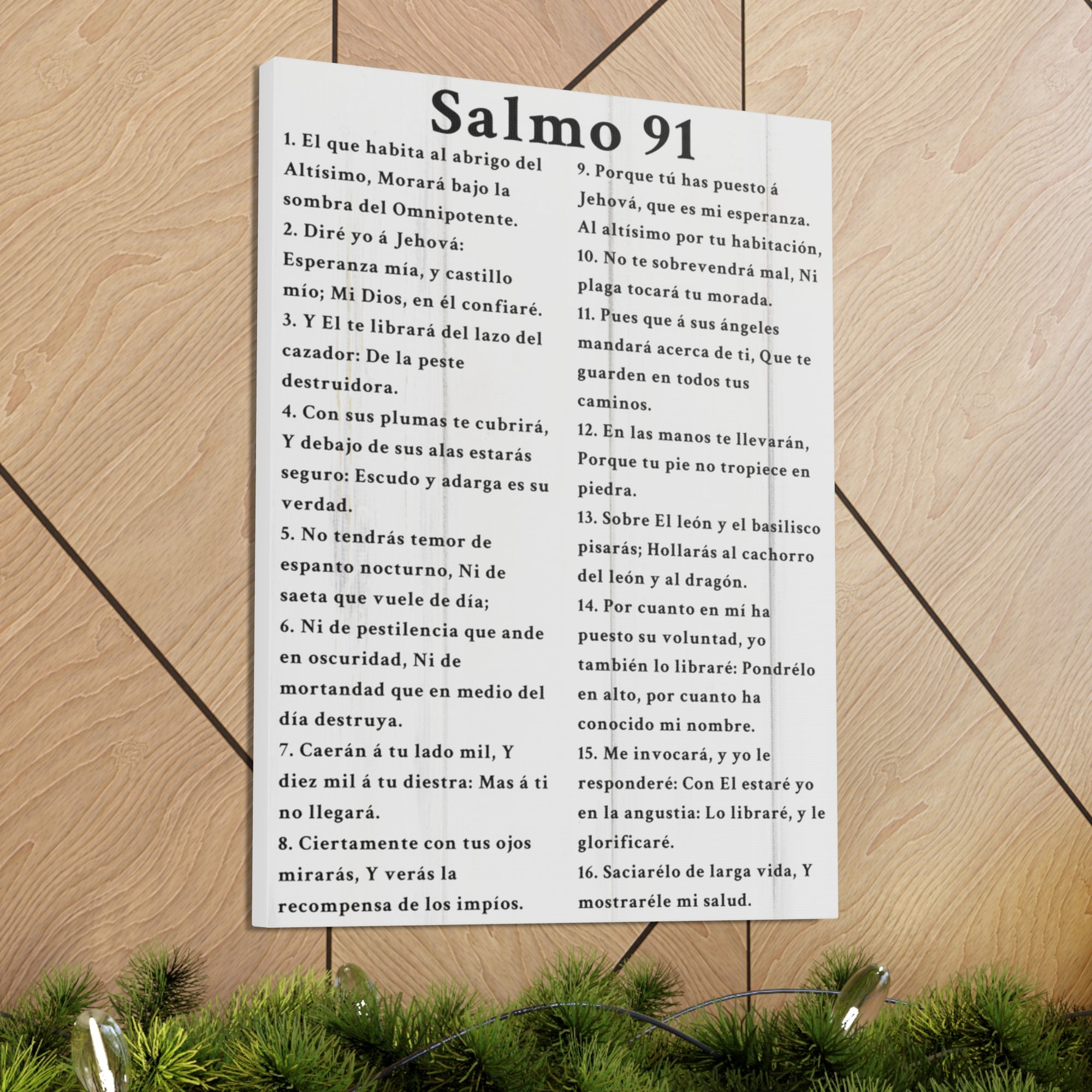 Scripture Walls Salmo 91 Wood Psalm 91 SpanishBible Chapter Canvas Christian Wall Art Ready to Hang Unframed-Express Your Love Gifts