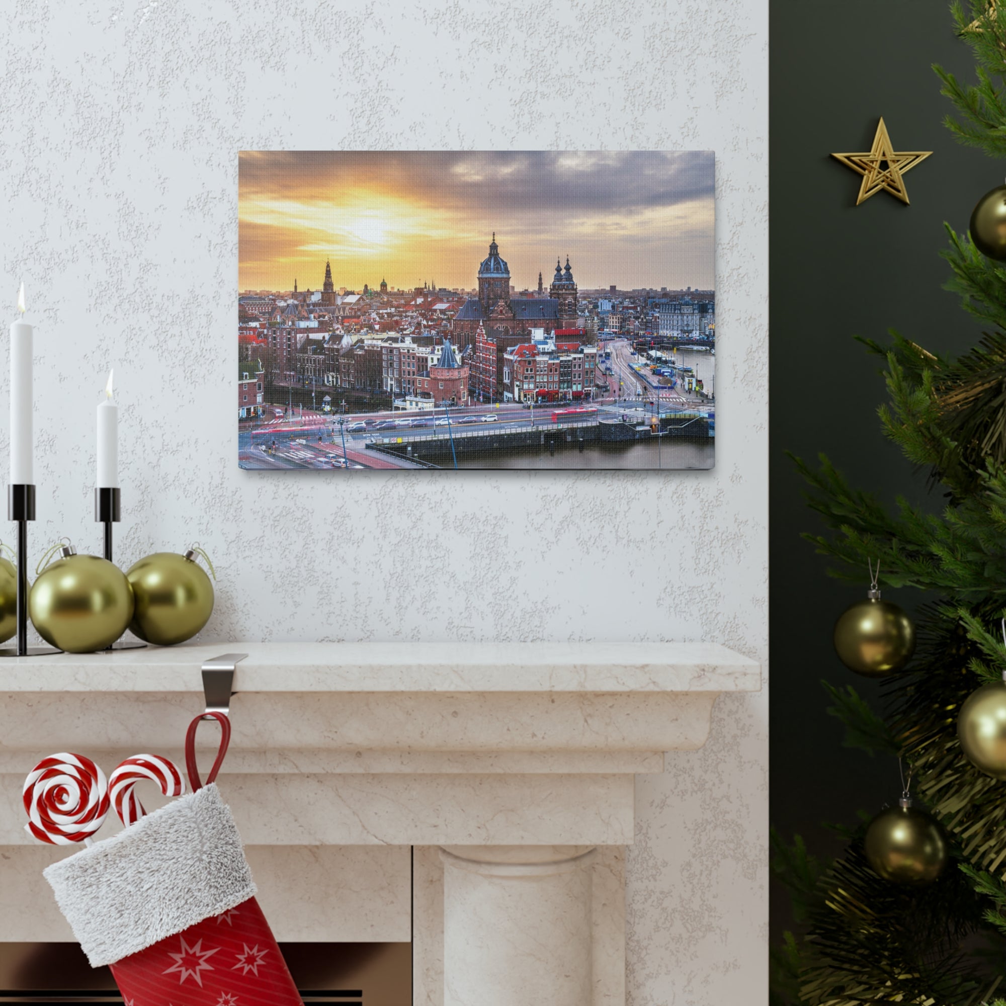 Amsterdam Daytime Skyline Canvas Artwork High-Quality Breathtaking Stunning Cityscape for Home Decor Ready to Hang-Express Your Love Gifts