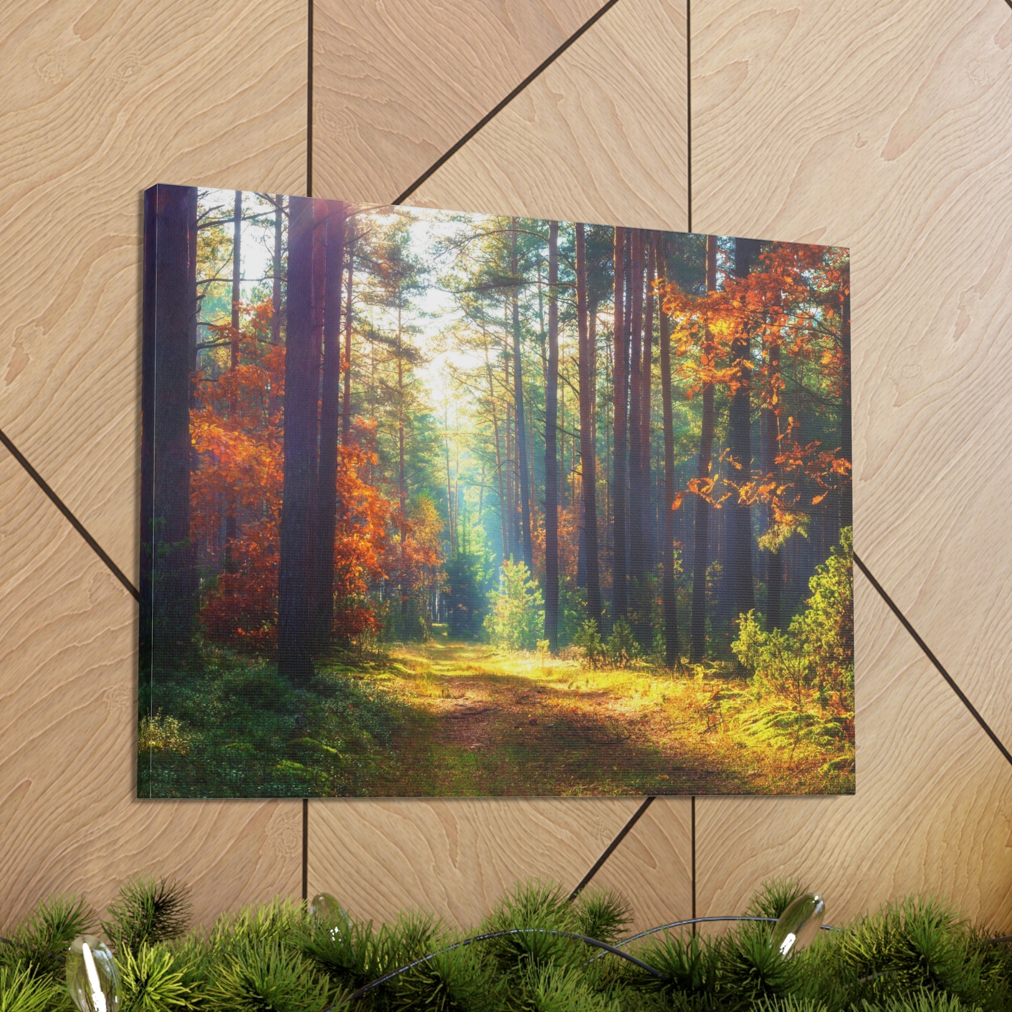 Autumn Fall Leaf Forest Nature Wilderness Photography Canvas Wall Art for Home Decor Ready-to-Hang-Express Your Love Gifts