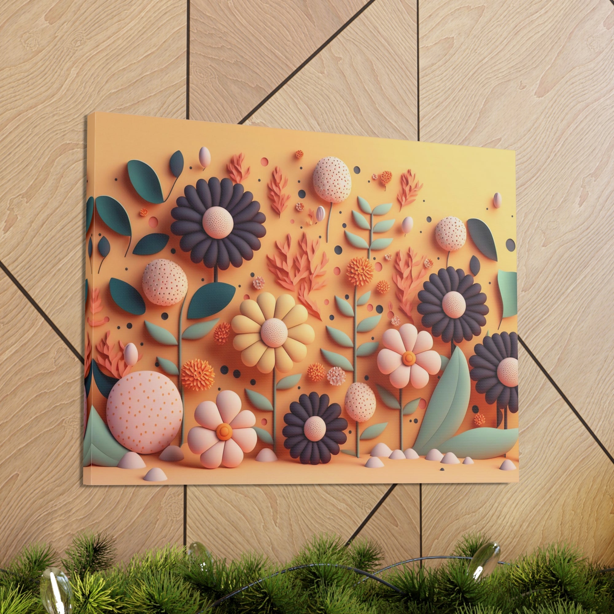 3D Floral Craft Wallpaper Flower Canvas Wall Art for Home Decor Ready-to-Hang-Express Your Love Gifts